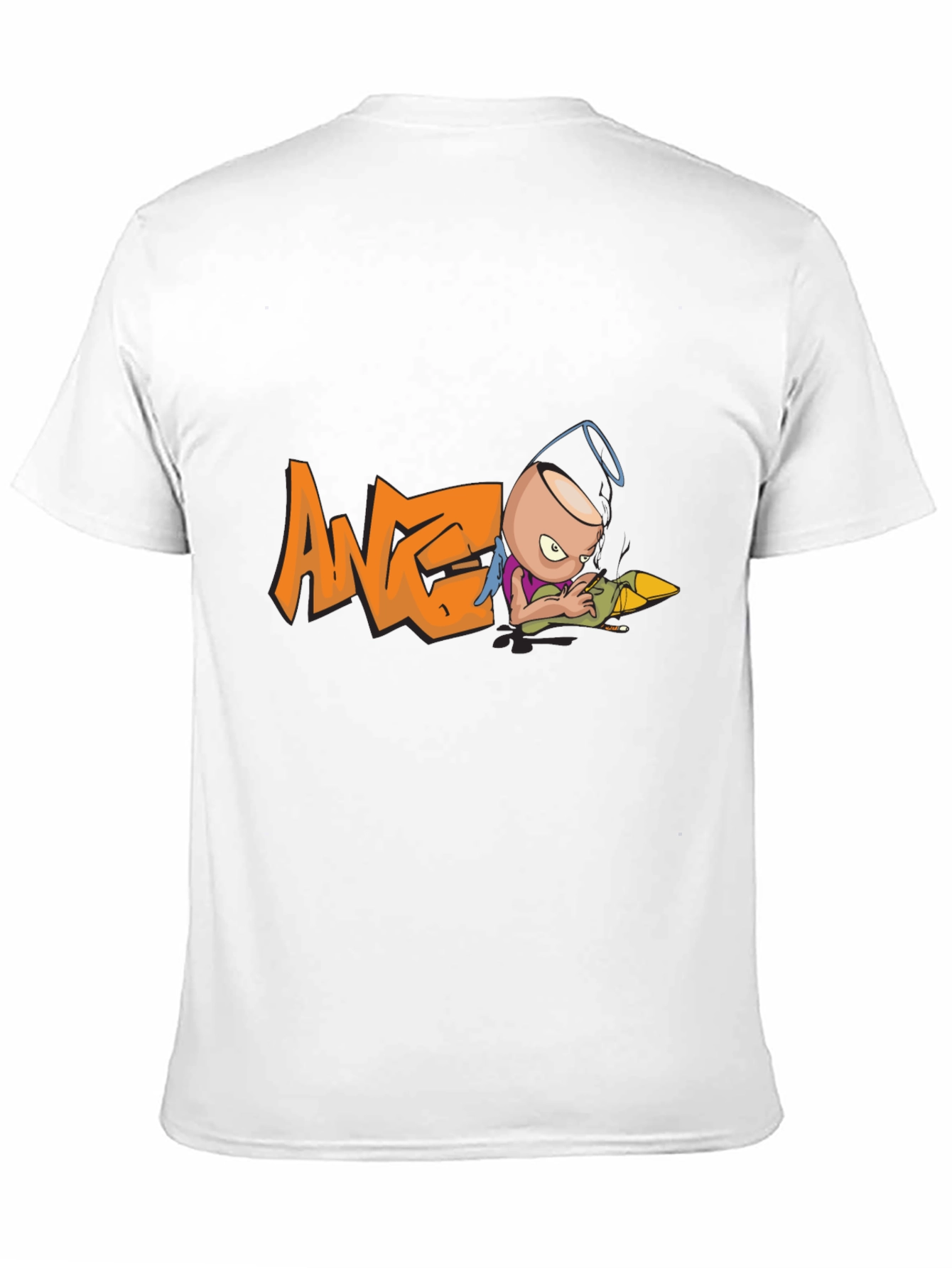 Black Angel T-Shirt - Black Cotton Tee with Cool Graphic Print view 11