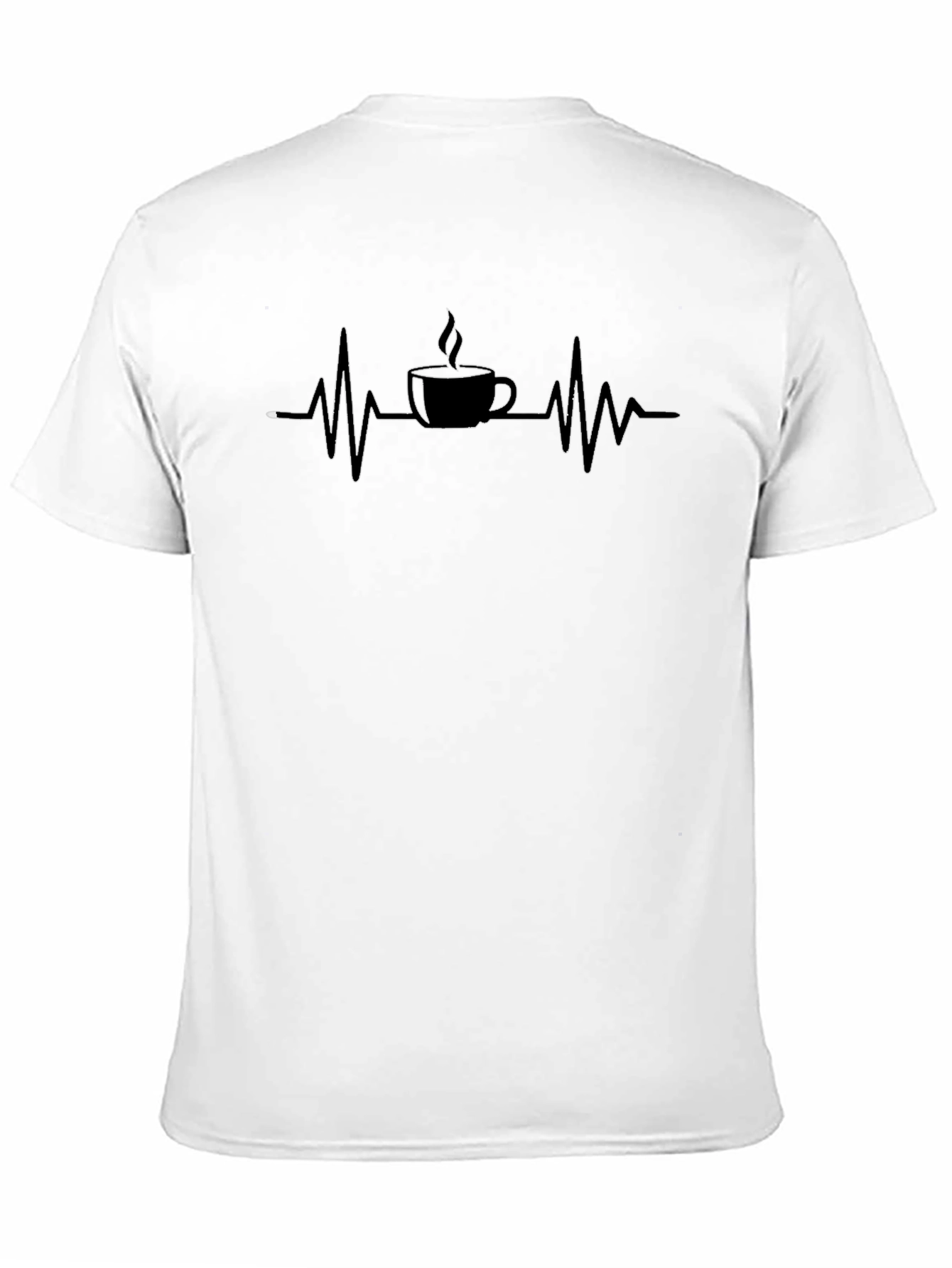 Black Coffee Lover's Heartbeat T-Shirt - Caffeine ECG Line Tee view 11