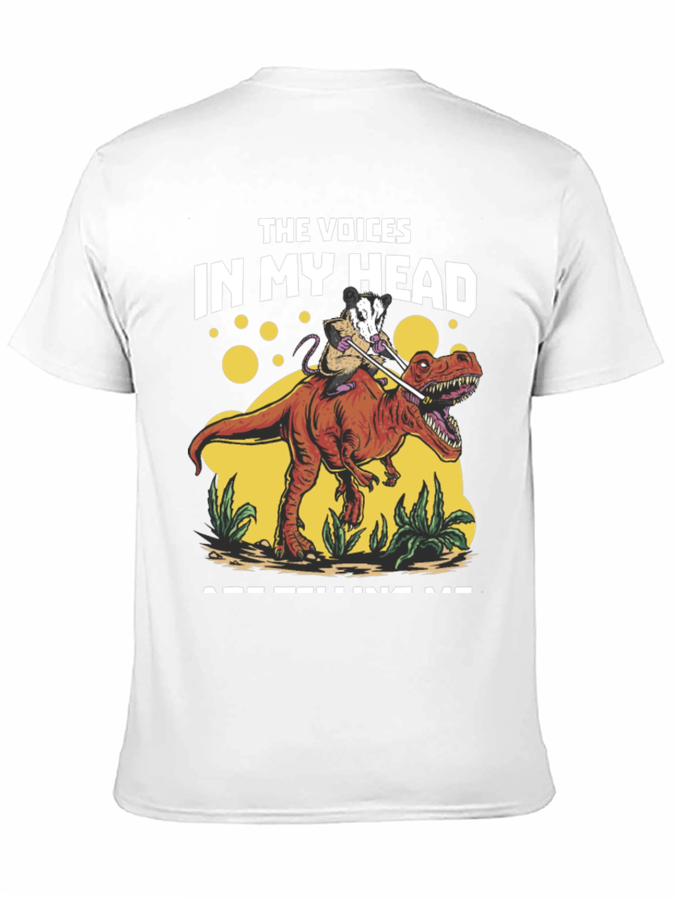 Black The Voices In My Head Opossum Dinosaur T-Shirt view 11