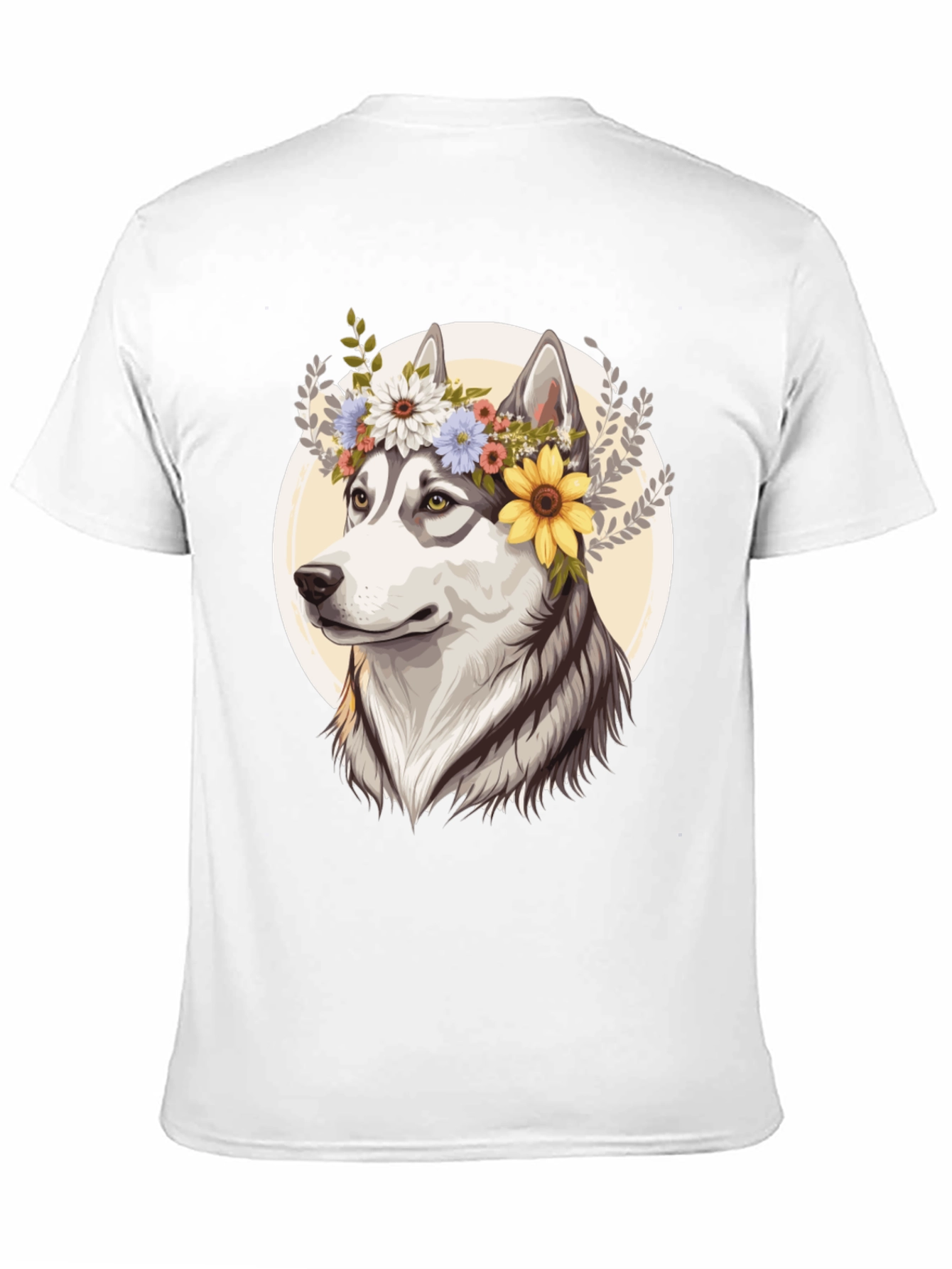 Black Floral Husky Graphic Tee - Unisex Black T-Shirt view 11