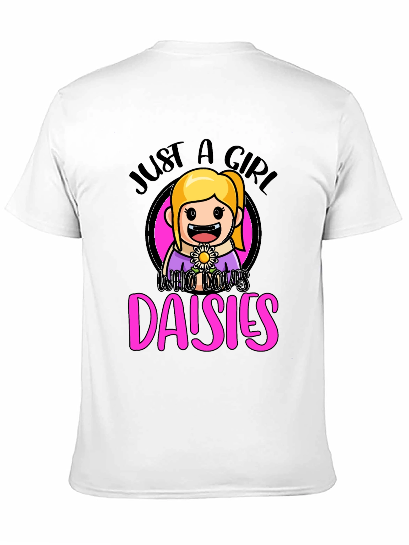 Black Just a Girl Who Loves Daisies Graphic T-Shirt view 11