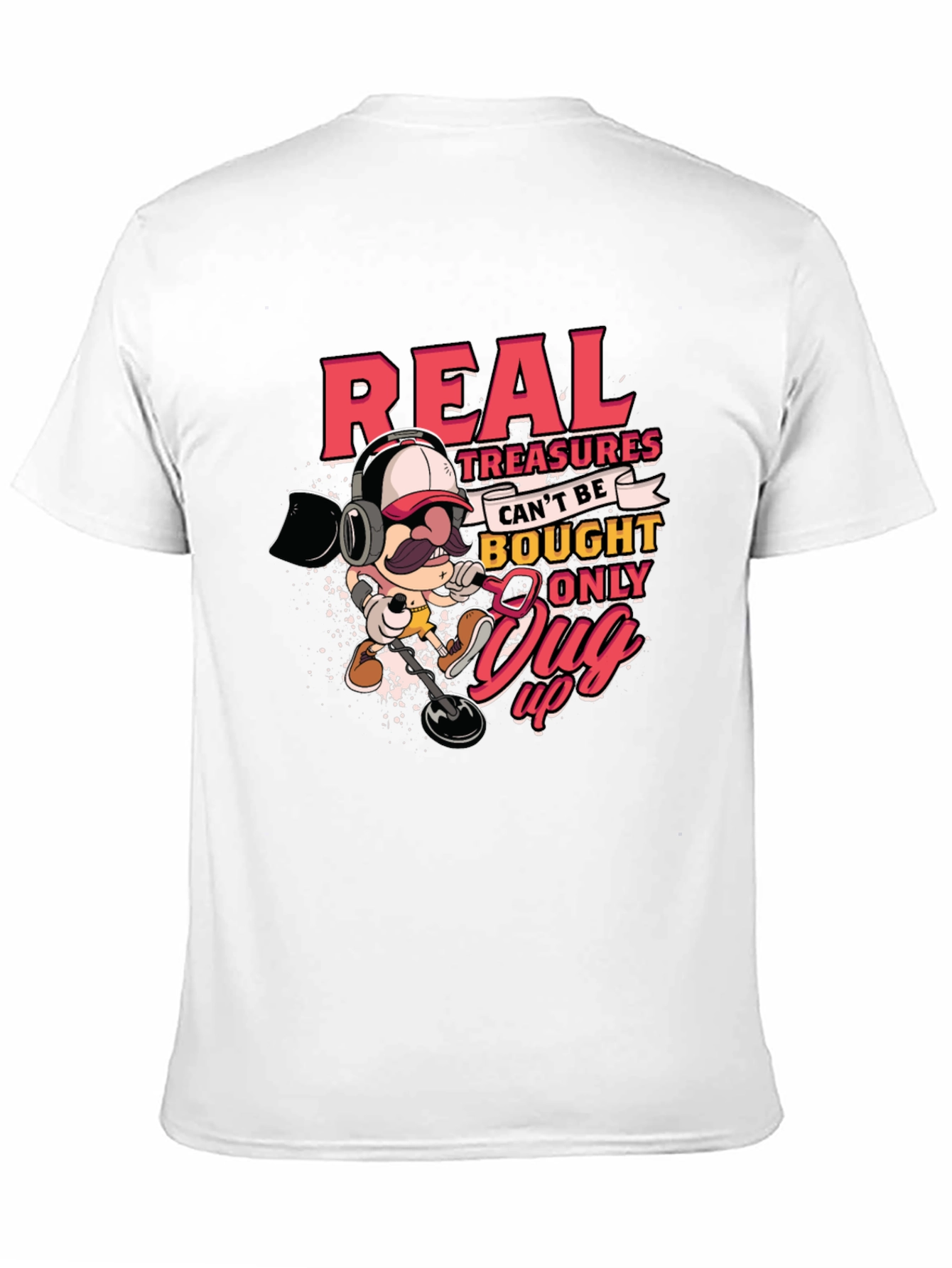 Black Real Treasures Funny Metal Detecting T-Shirt view 11