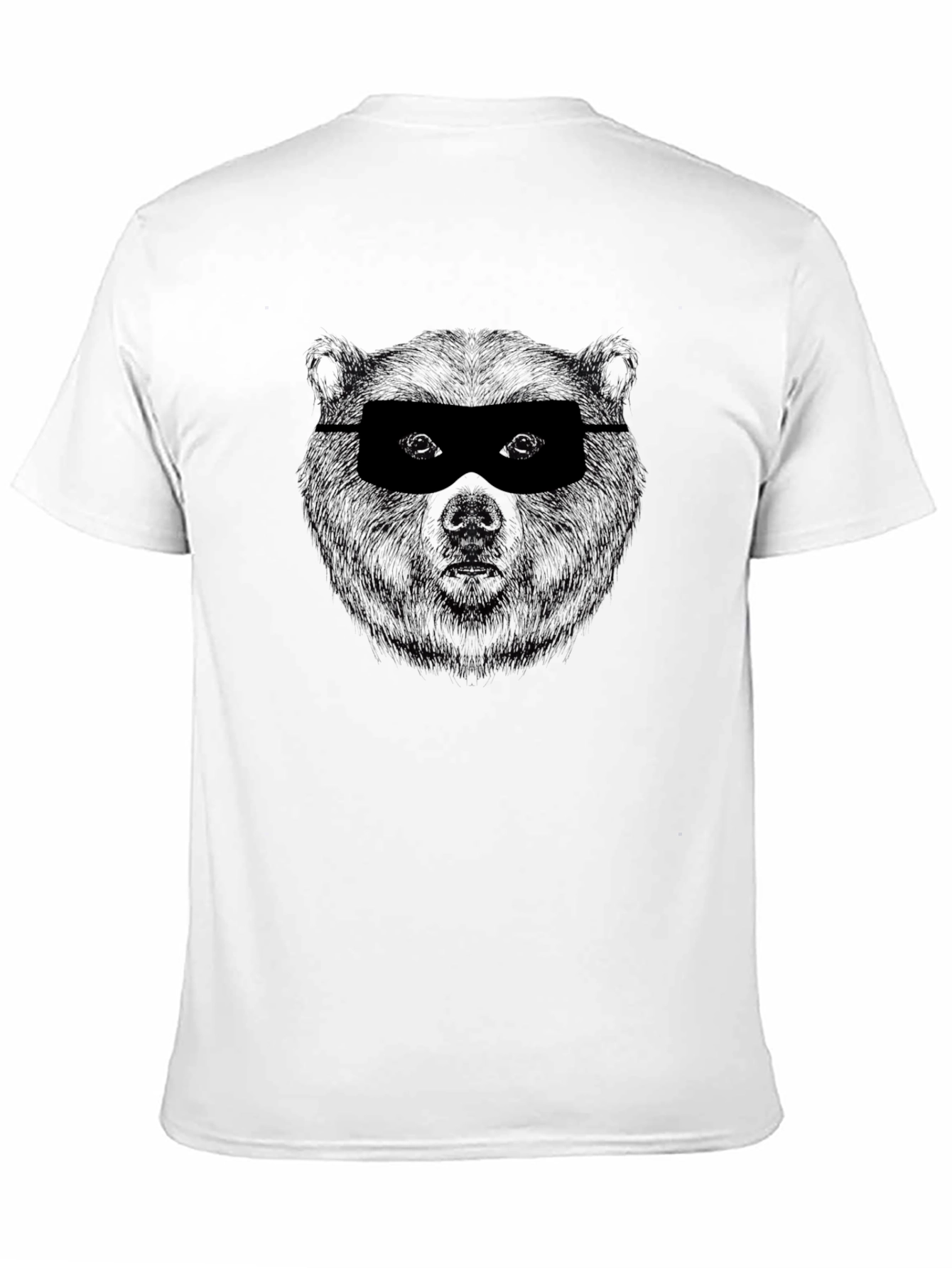 Black Men's Black Graphic Tee - Masked Bear Design view 11