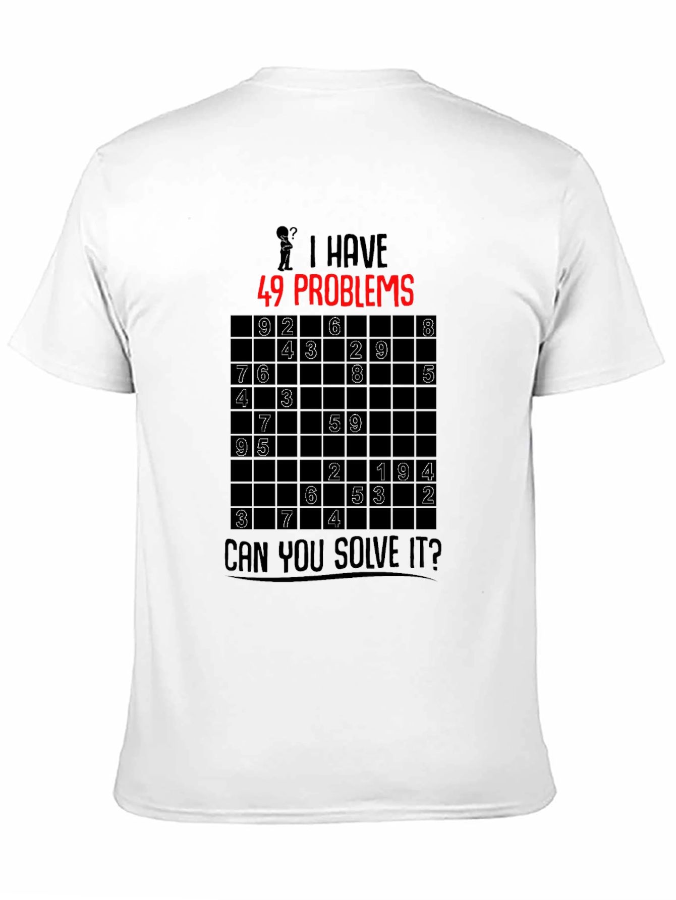 Black 49 Problems Sudoku Graphic T-Shirt view 11