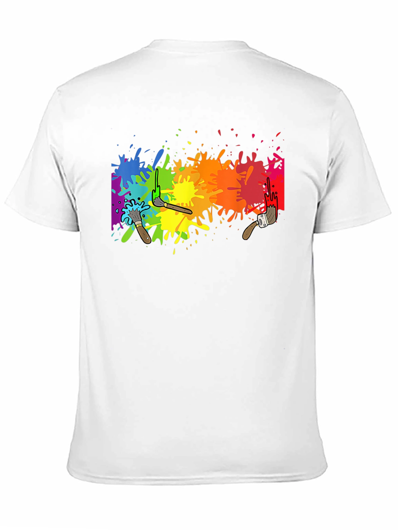 Black Rainbow Paint Splatter Graphic Tee - Artistic Black T-Shirt view 11