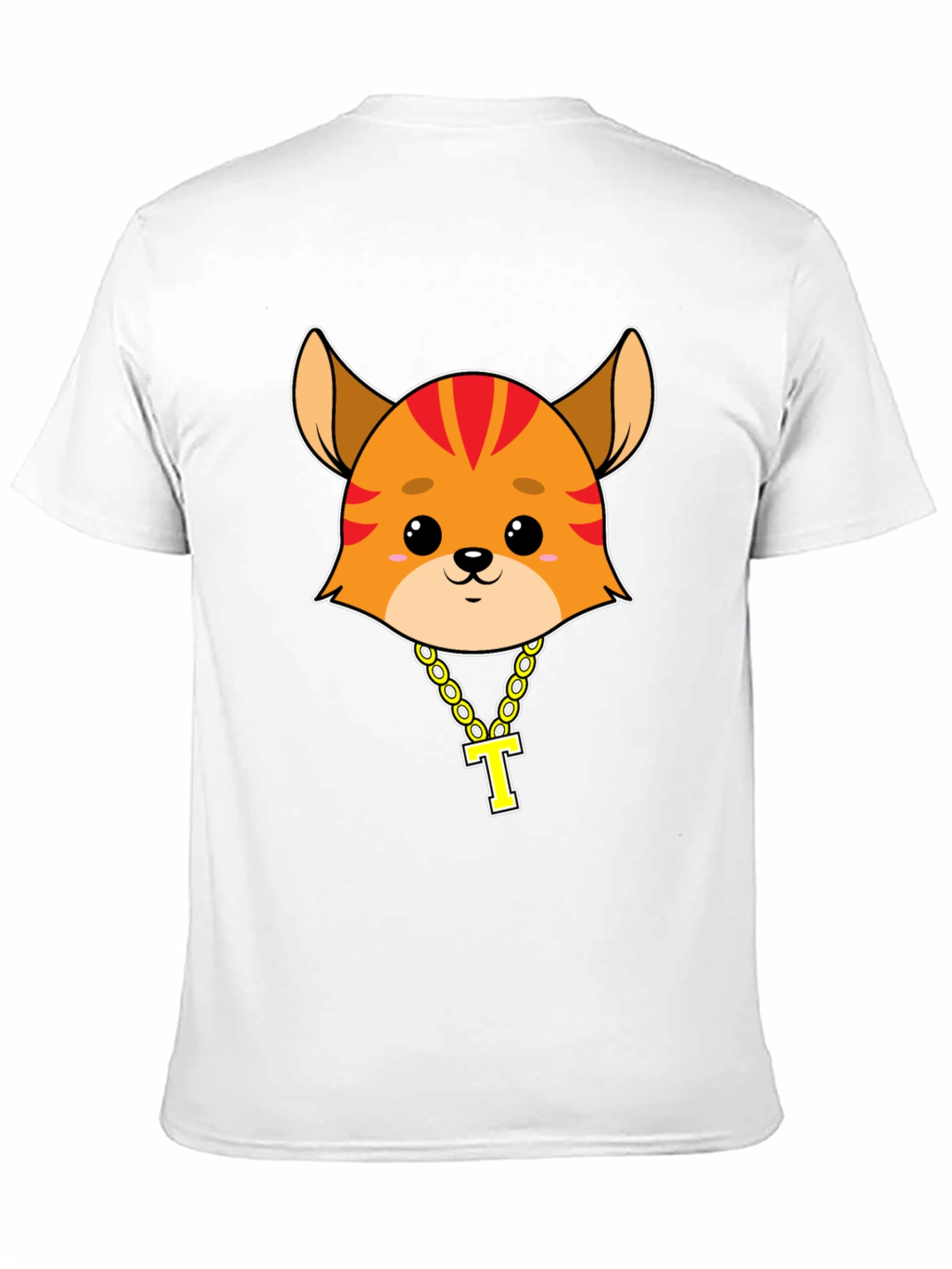 Black Cartoon Cat with Gold Chain T-Shirt - Black view 11