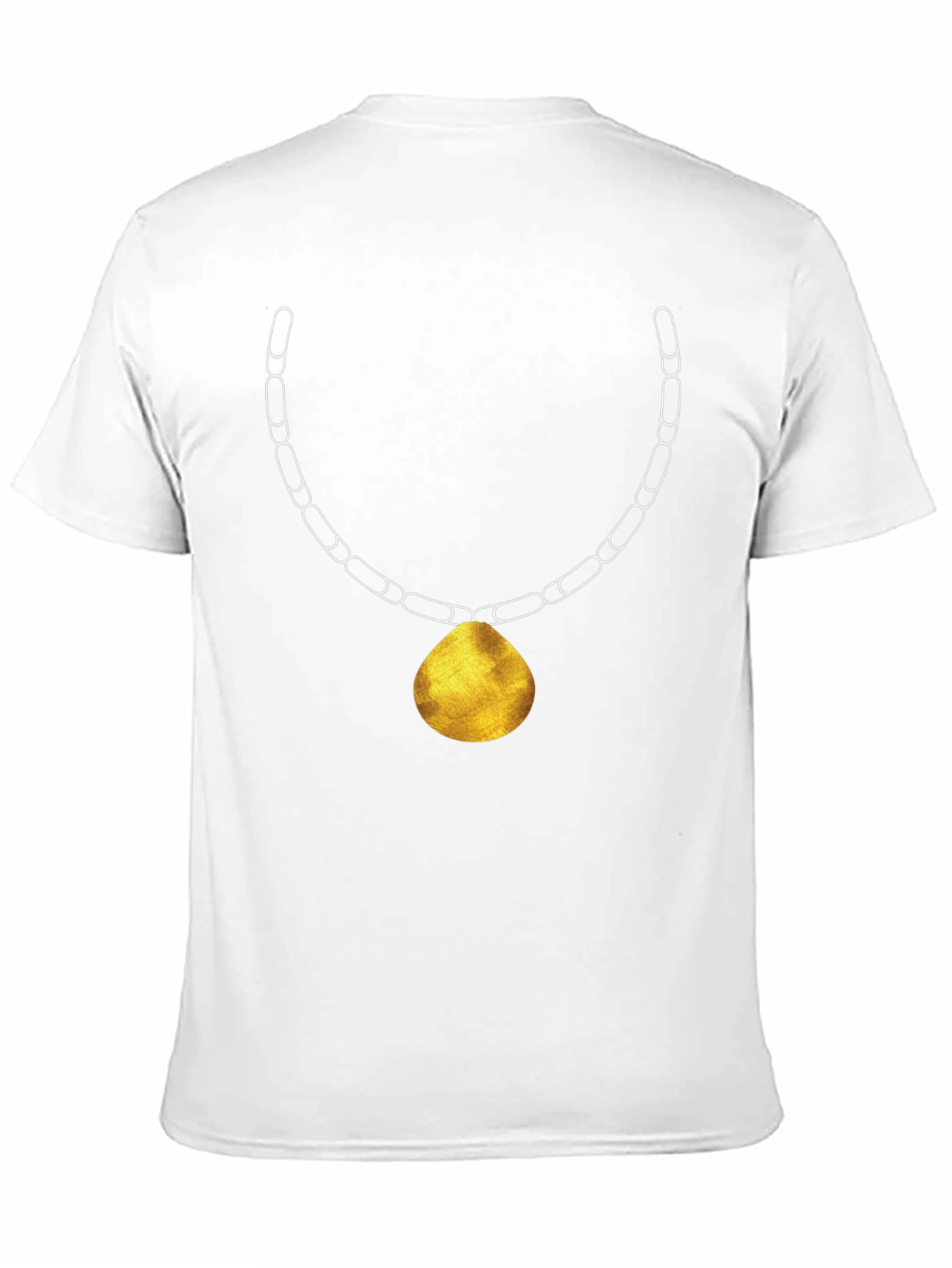 Black Men's Black T-Shirt with Gold Pendant Necklace Print view 11