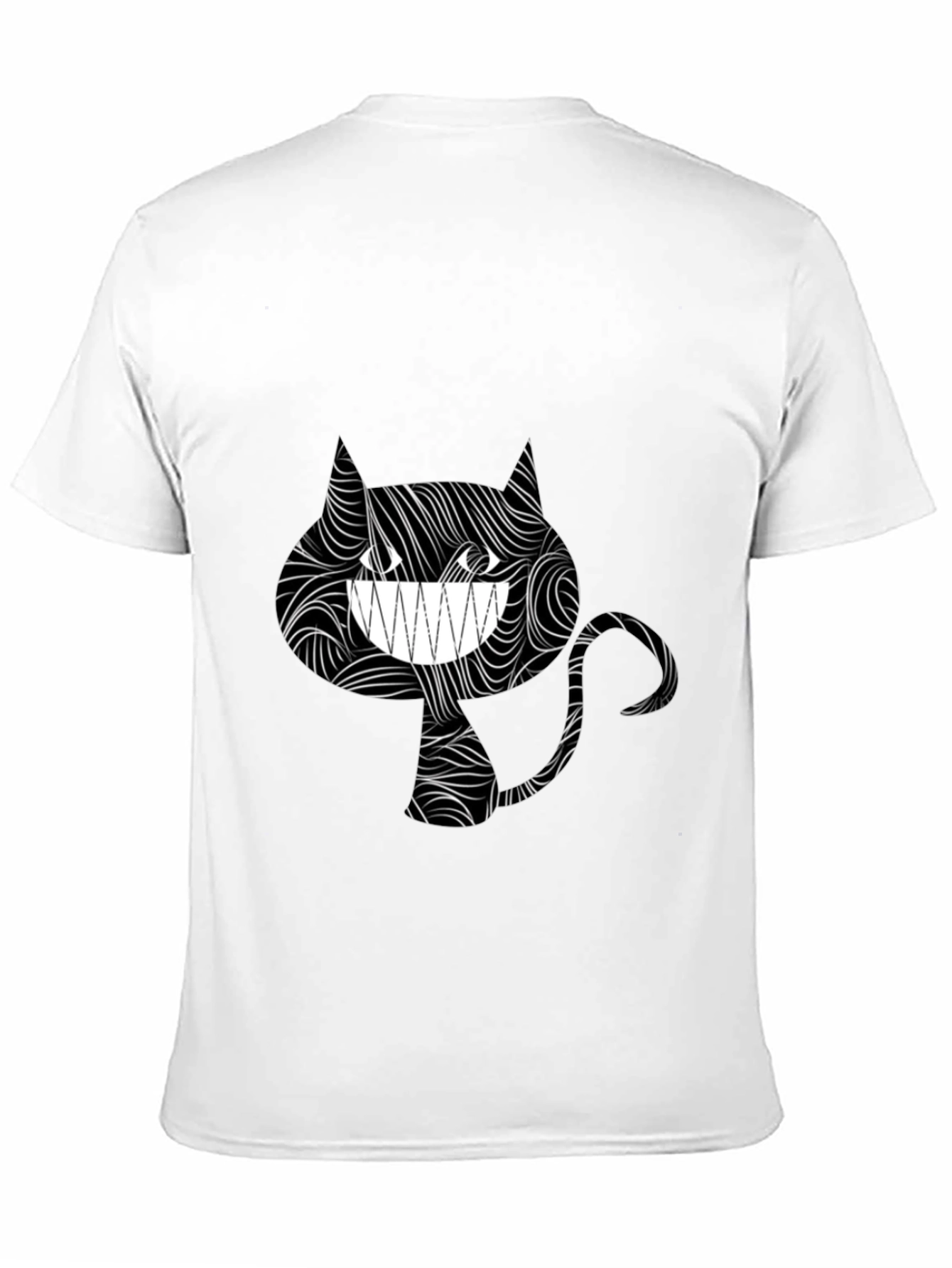 Black Grinning Cat Tee - Stylish Black Graphic T-Shirt view 11
