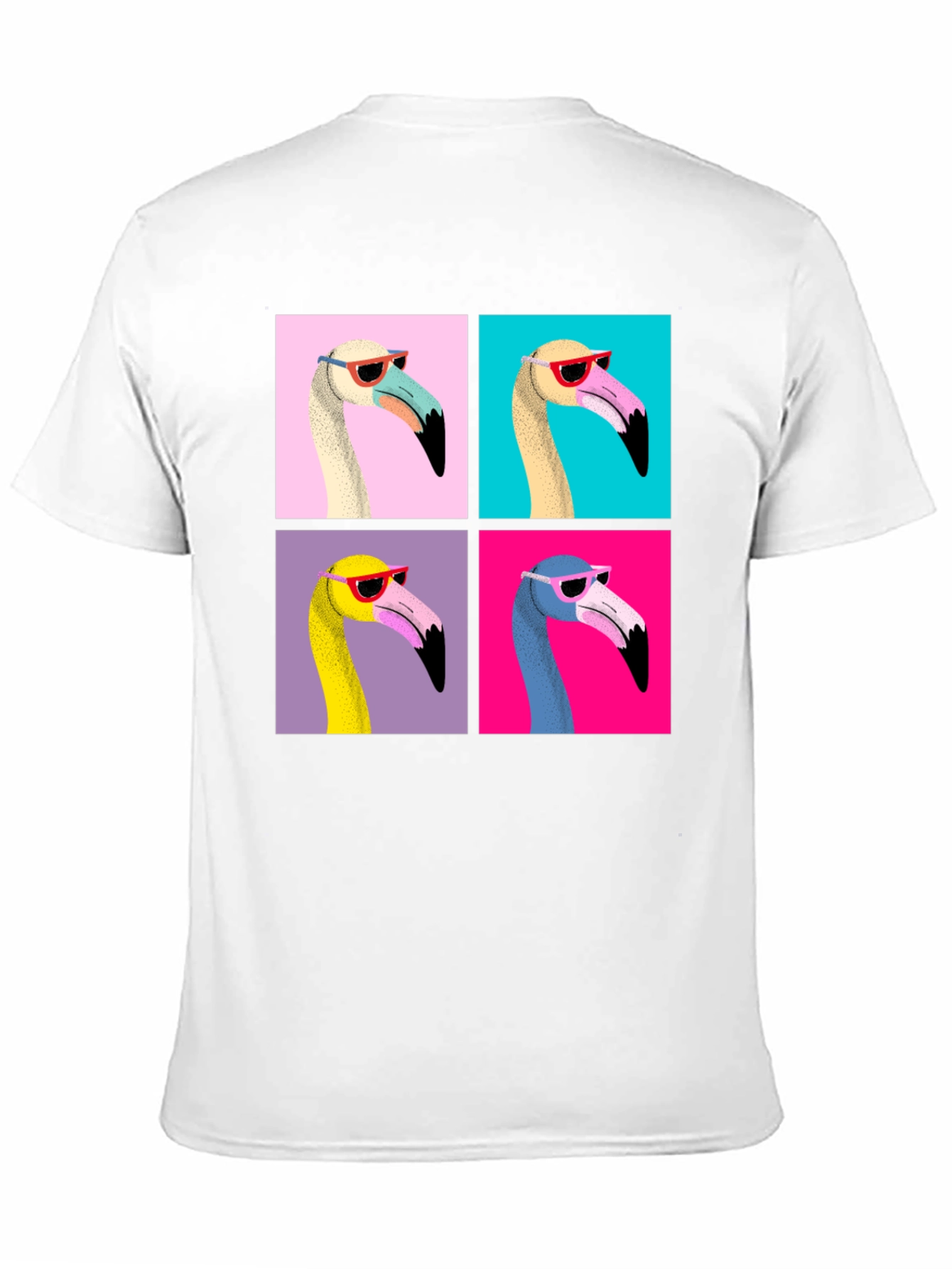 Black Funky Flamingo Pop Art Graphic T-Shirt view 11