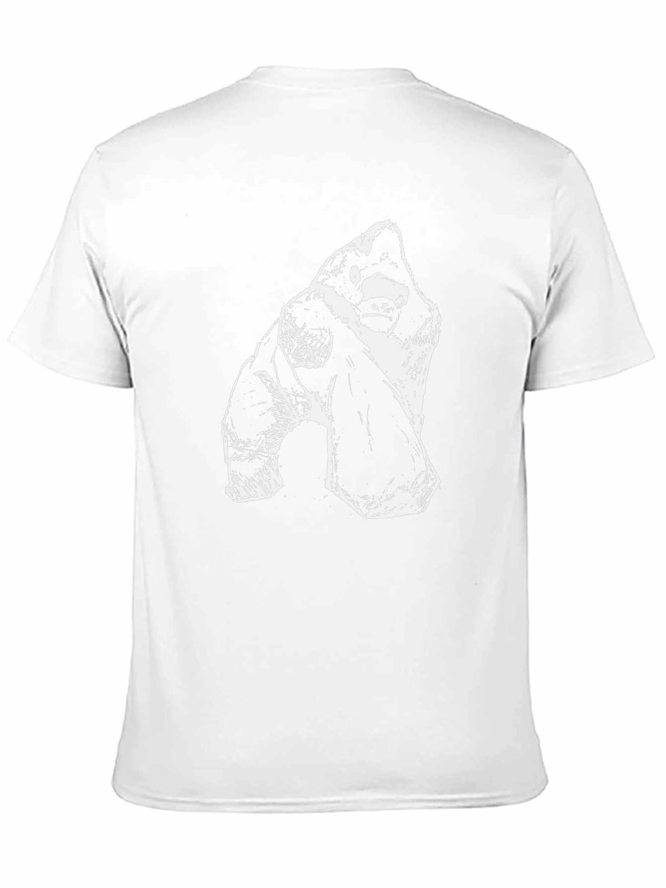 Men's Black T-Shirt with White Abstract Gorilla Design - 11