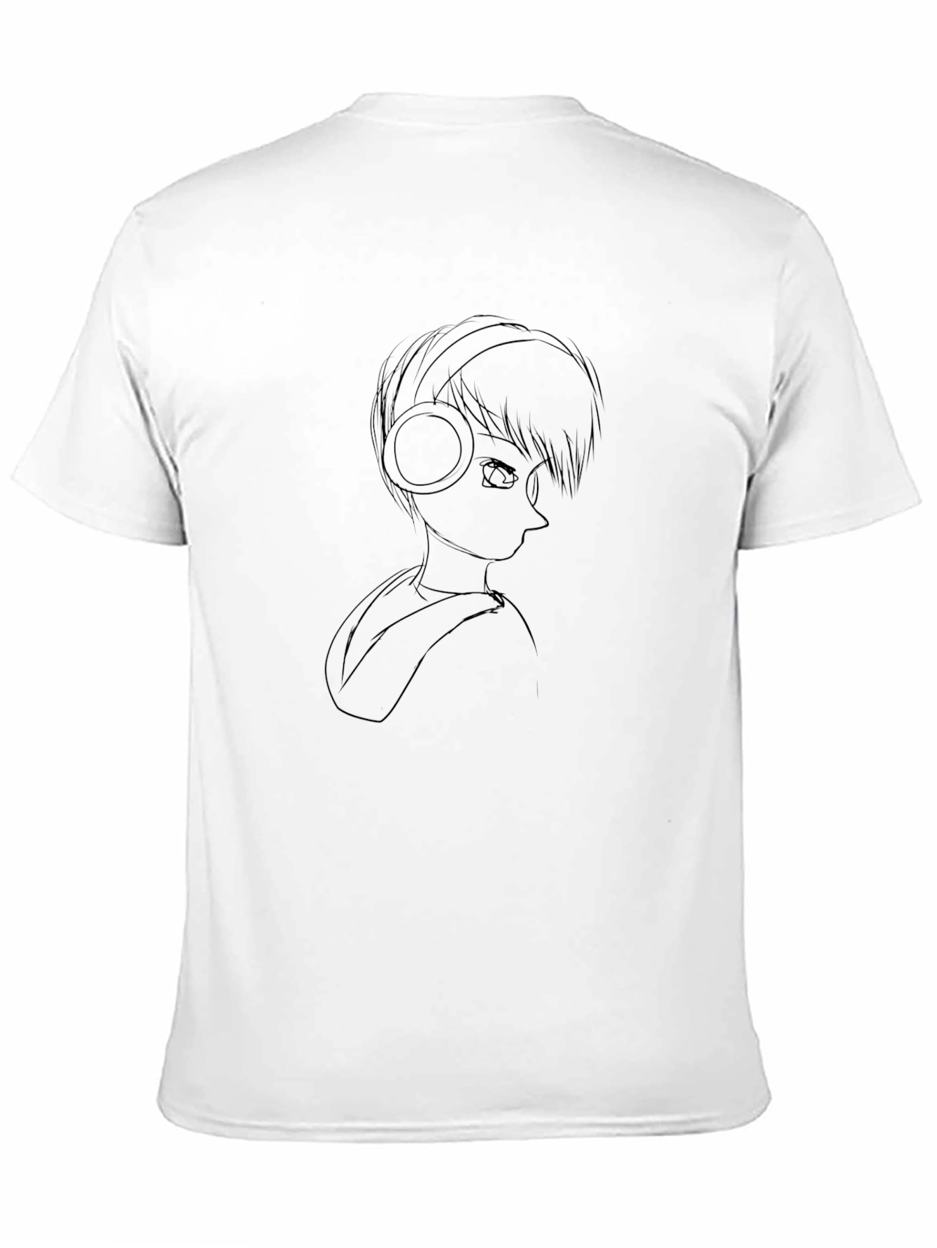 Black Anime Headphones Graphic Black T-Shirt view 11
