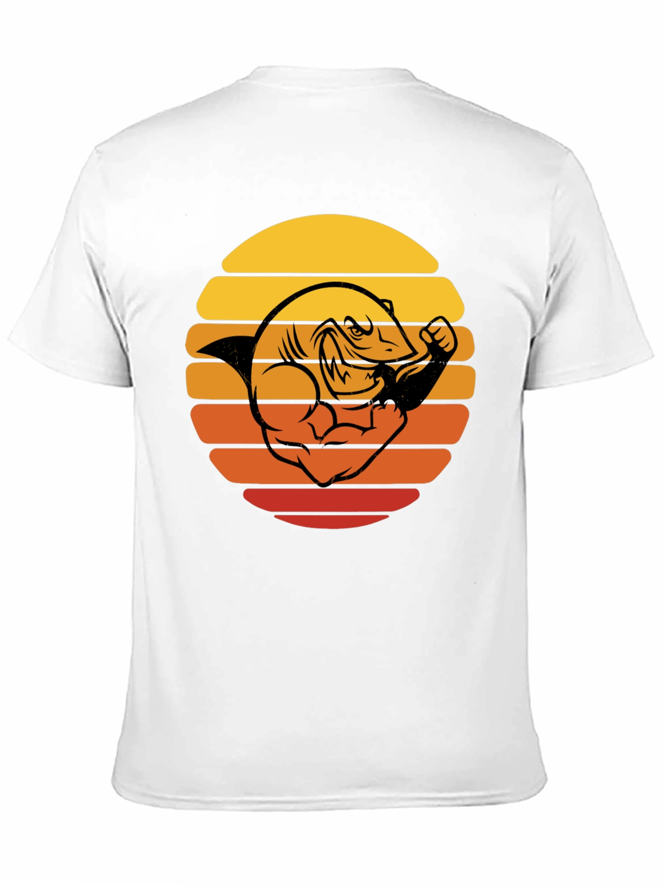 Black Retro Shark Gym T-Shirt - Vintage Style Workout Tee view 11