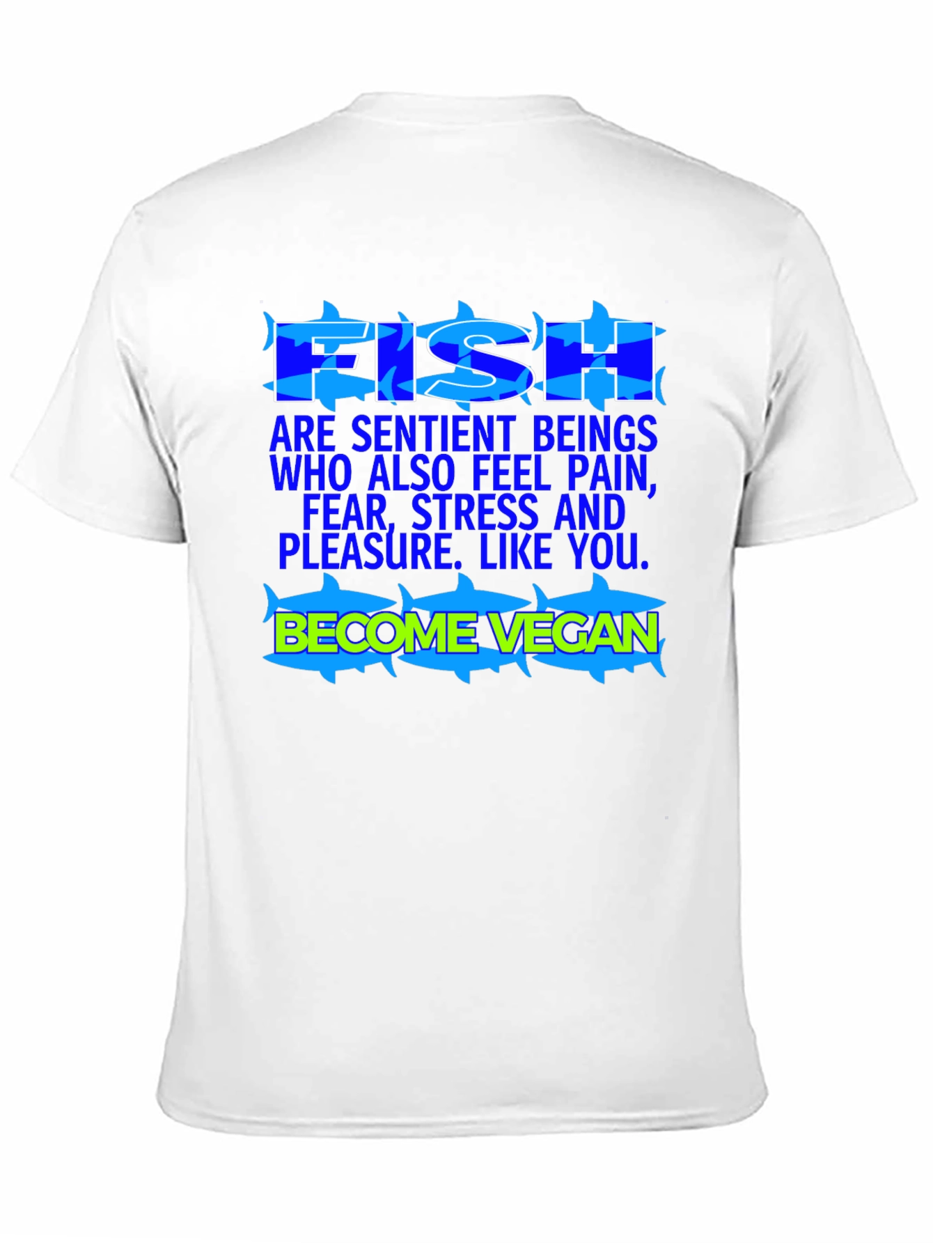 Black Vegan Fish T-Shirt: Sentient Beings view 11