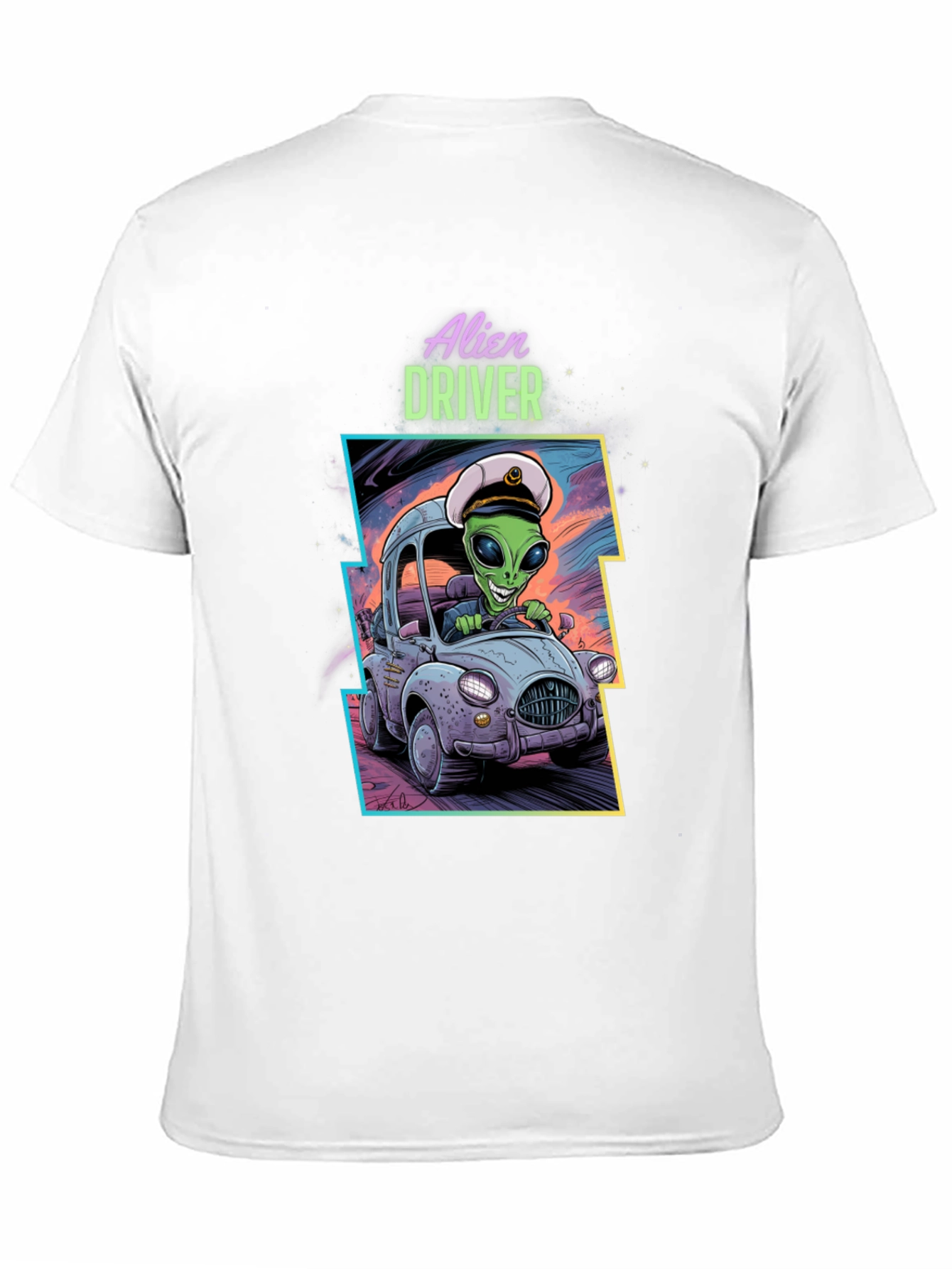 Black Alien Driver Graphic T-Shirt - Black Crew Neck Tee view 11