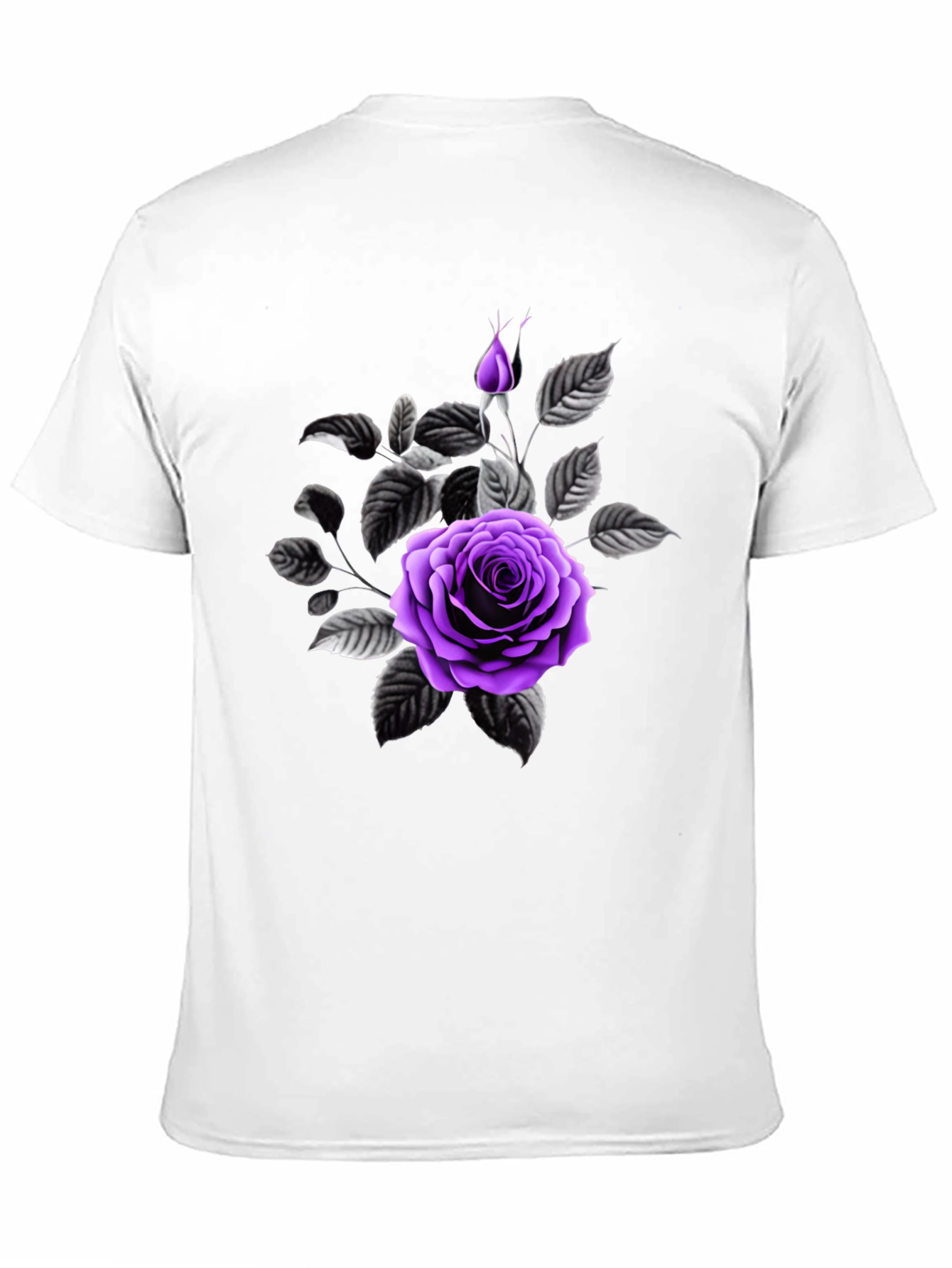 Black Black T-Shirt with Purple Rose Graphic view 11
