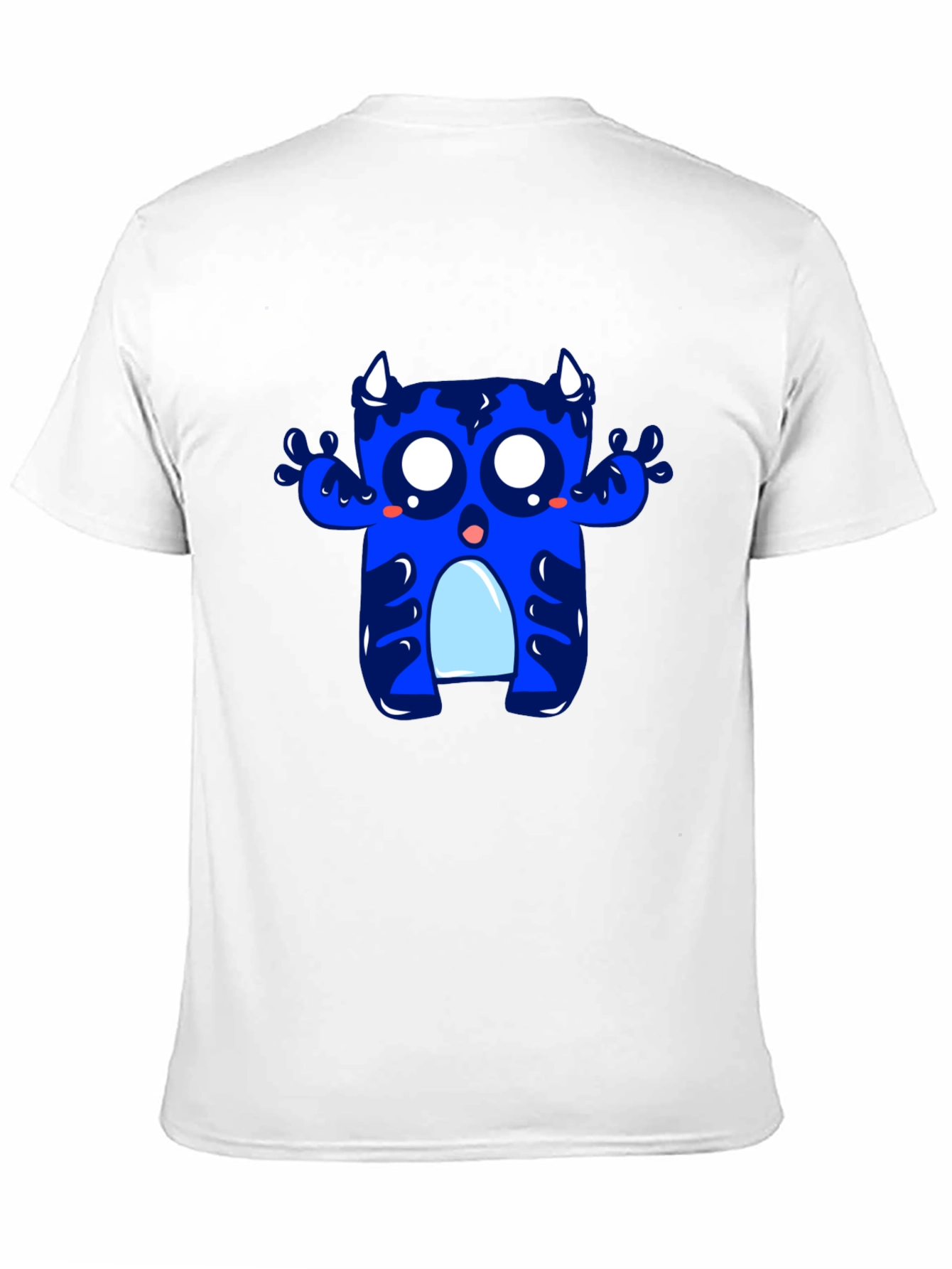 Black Cute Blue Monster Graphic Tee - Black Cotton T-Shirt view 11