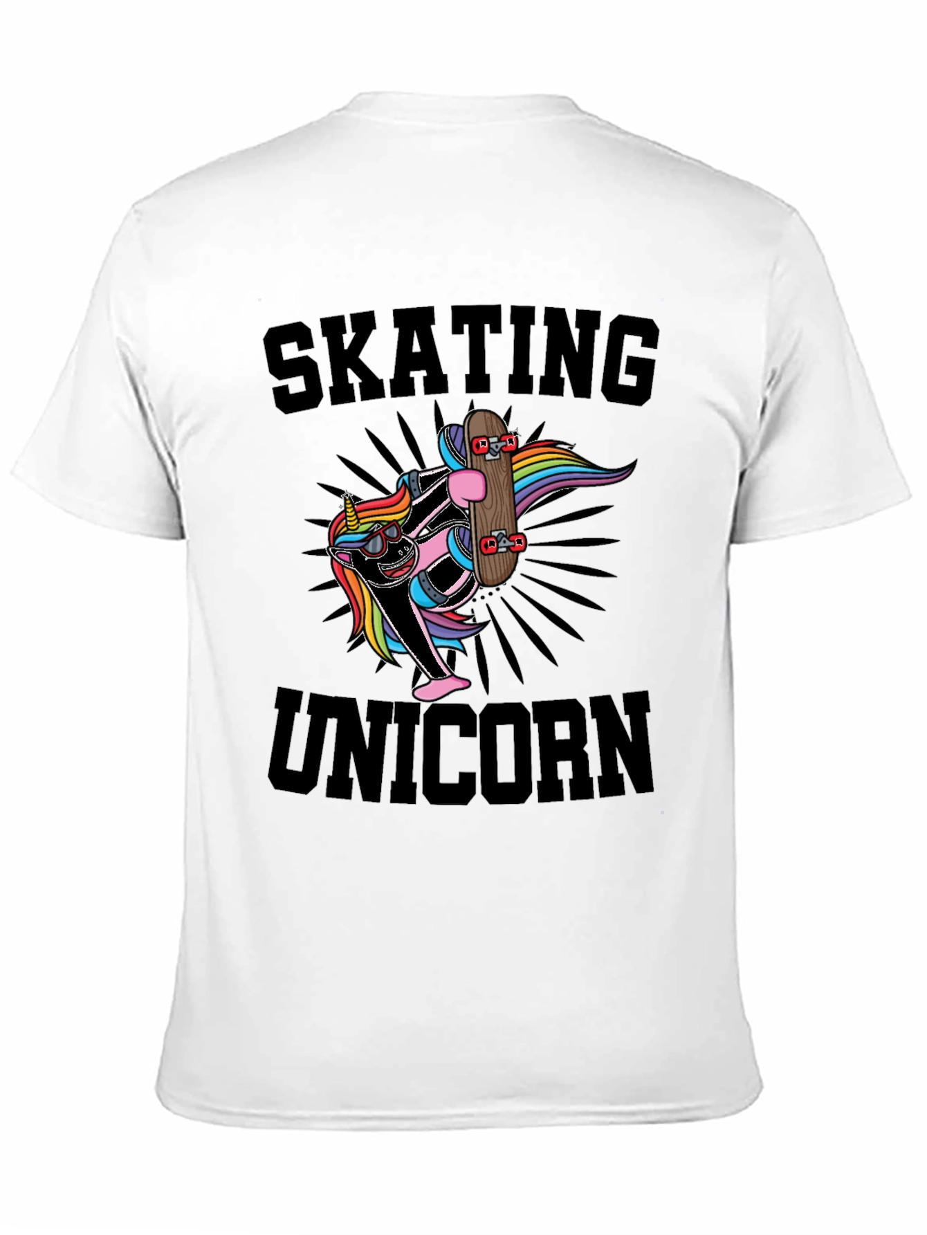 Black Skating Unicorn Black T-Shirt Cool Graphic Tee view 11