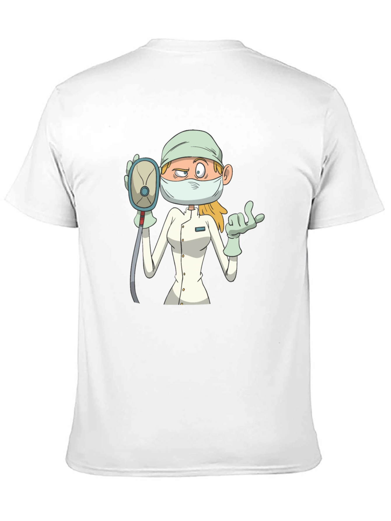 Black Cartoon Nurse T-Shirt - Unisex Black Tee view 11