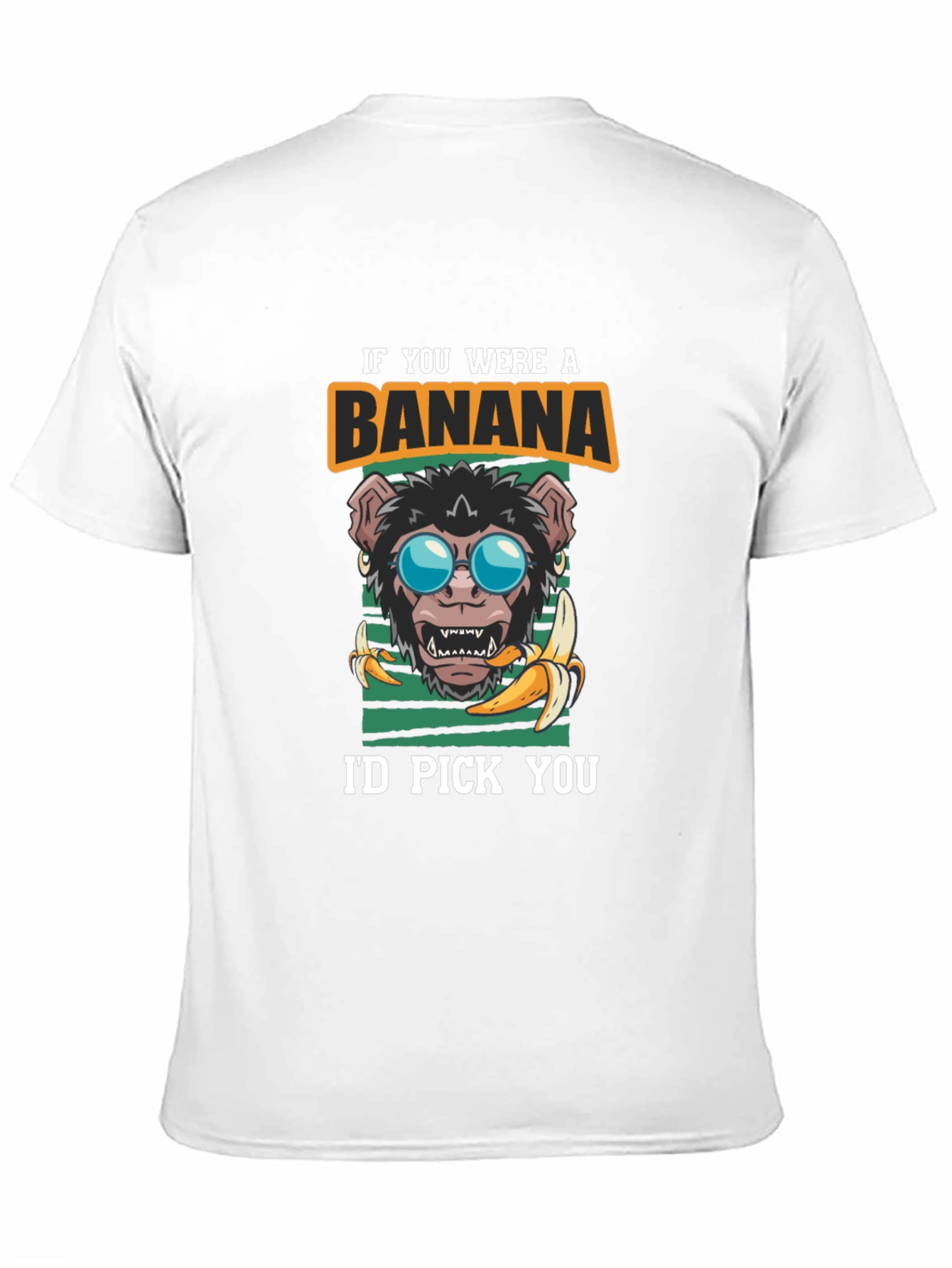 Black Funny Monkey Banana T-Shirt - I'd Pick You Graphic Tee view 11