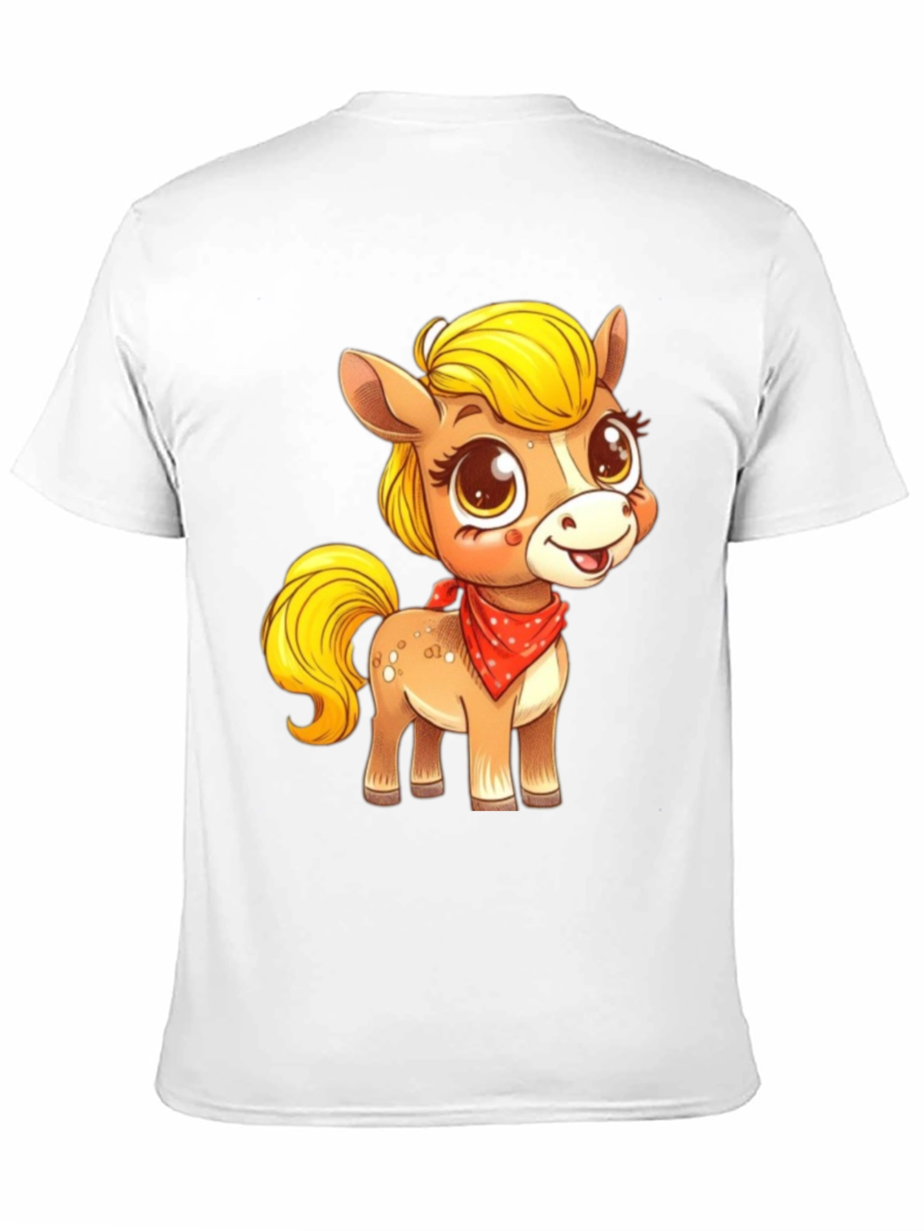 Black Cute Pony Cartoon Graphic Black T-Shirt view 11