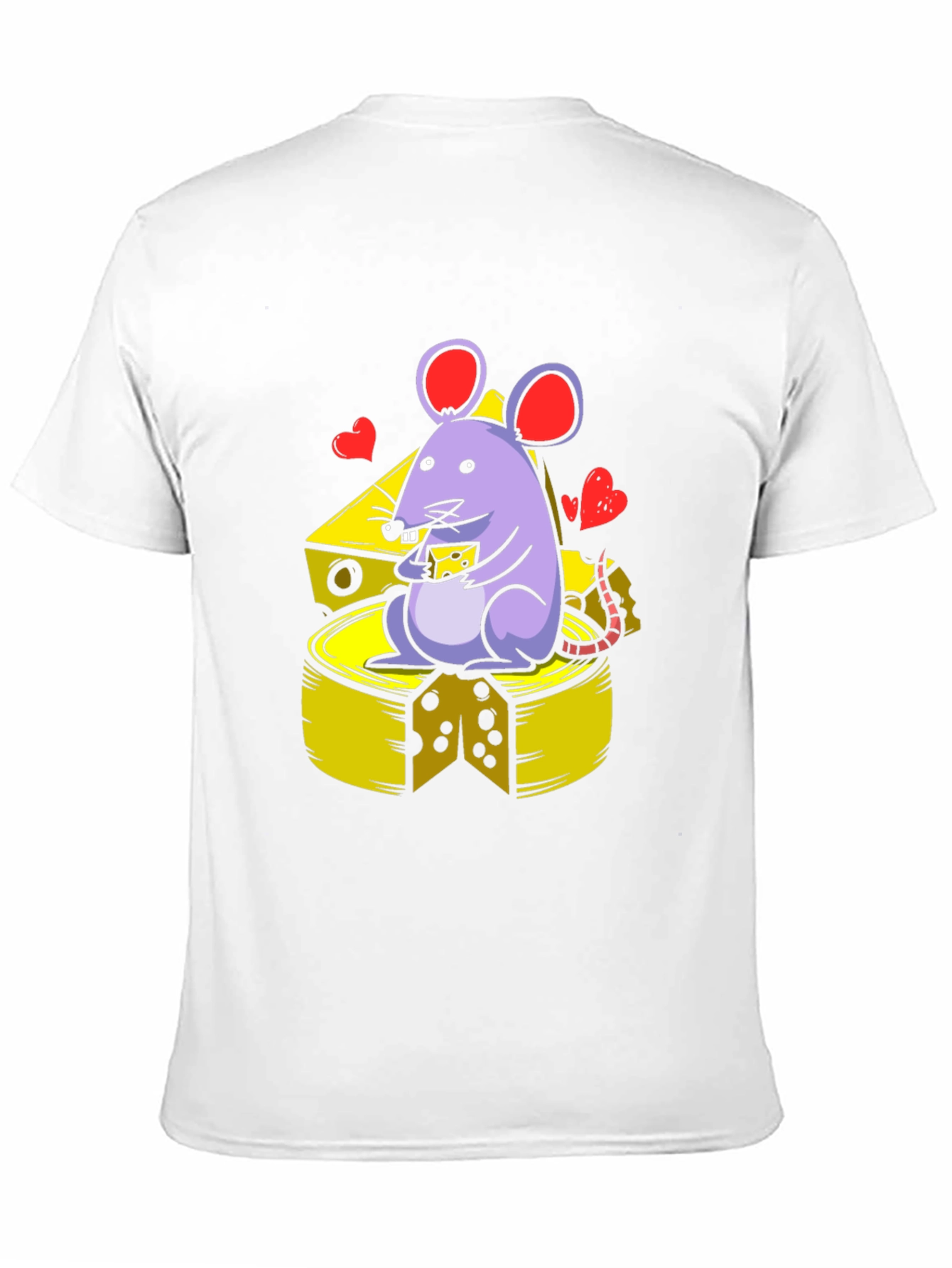 Black Funny Mouse & Cheese Graphic Tee - Unisex Black T-Shirt view 11