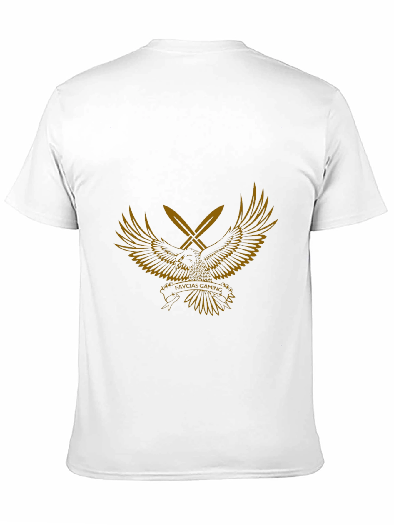 Camiseta Negra Favcias Gaming - Diseño Águila y Espadas, image size:1340x1785