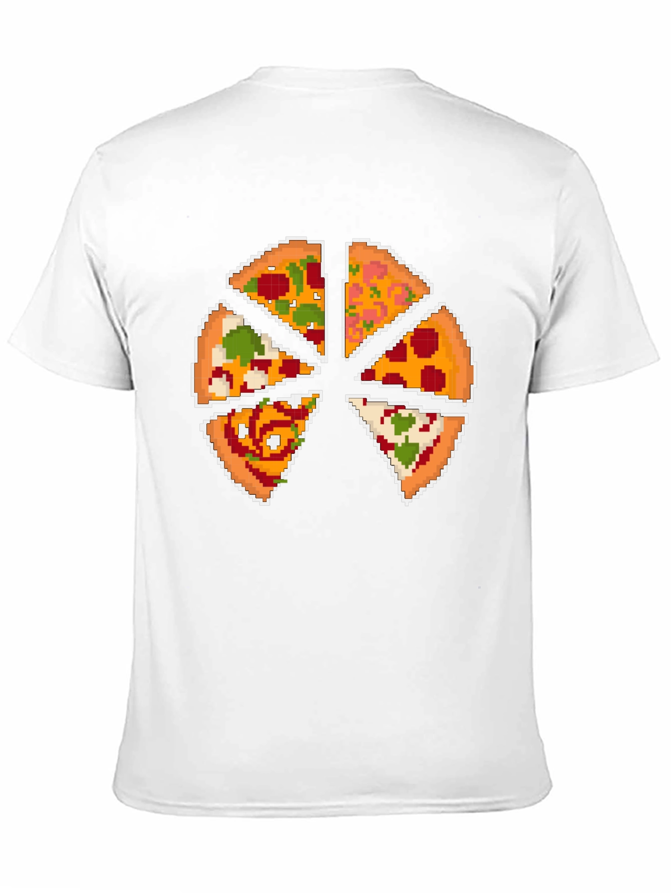 Black Pixel Pizza Slice Graphic T-Shirt - Fun Novelty Tee view 11