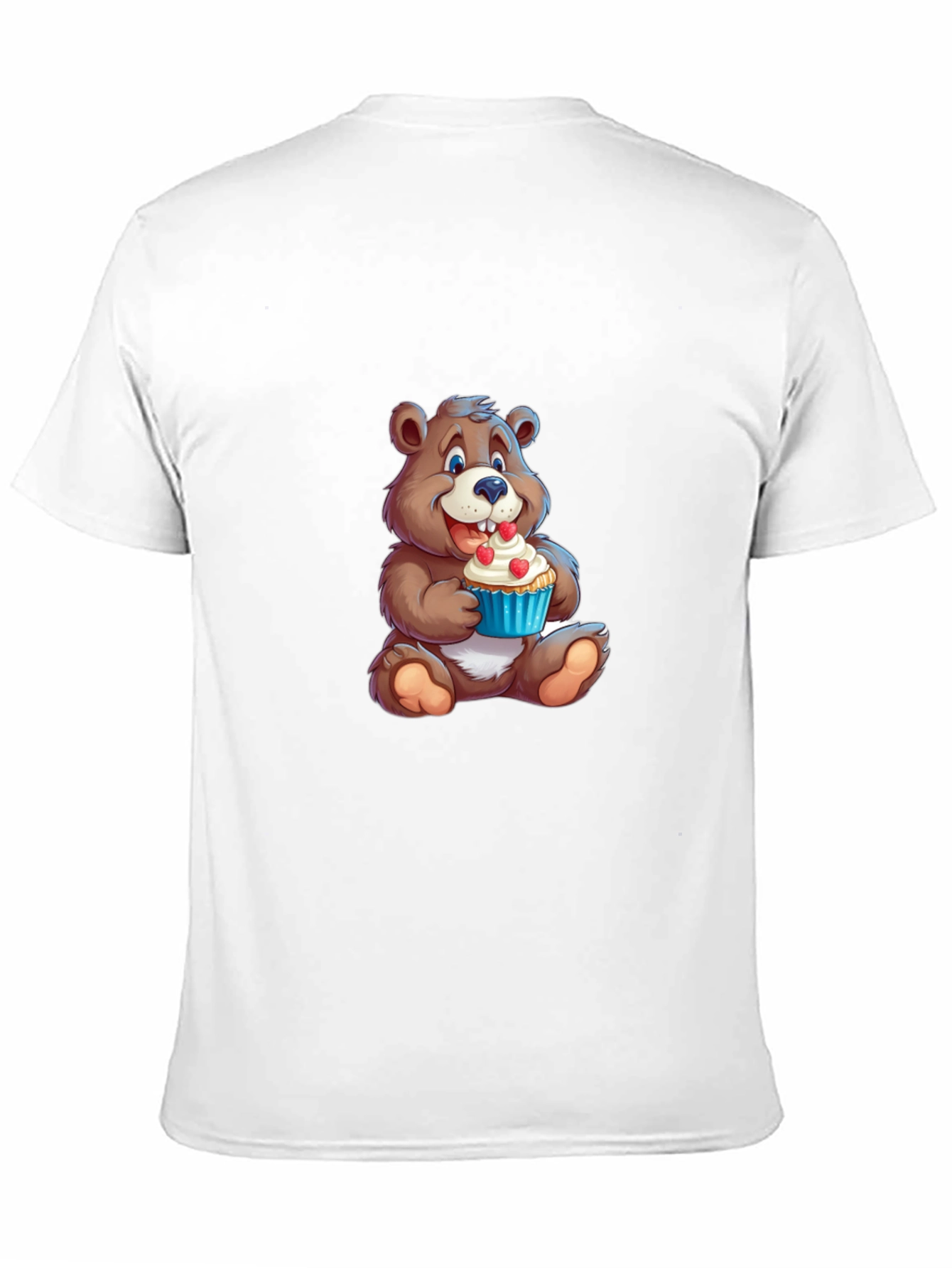 Black Cute Bear Cupcake Graphic T-Shirt - Black view 11