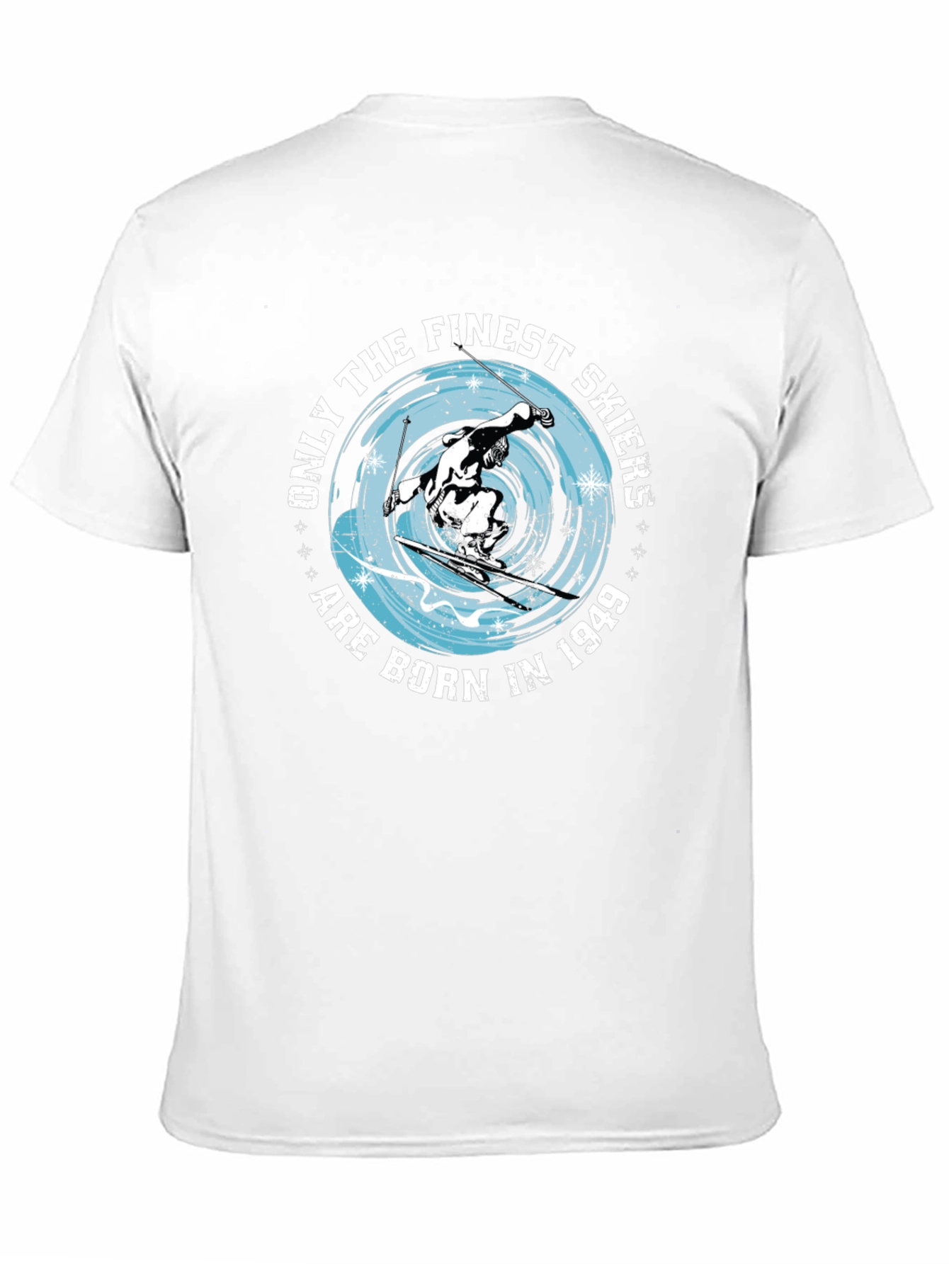 Black Finest Skiers Born in 1949 Graphic T-Shirt view 11