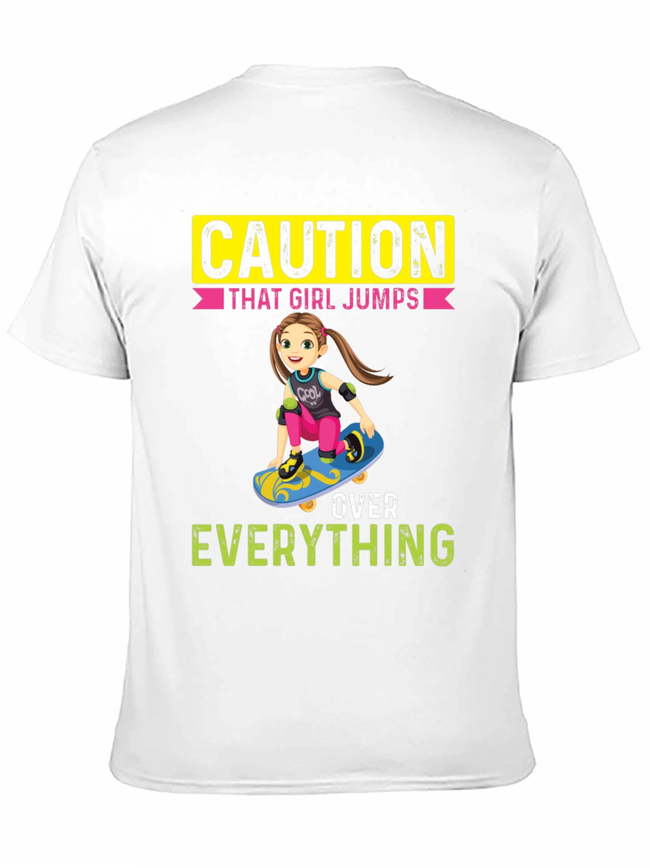 Black Caution: That Girl Jumps Over Everything Graphic Tee view 11