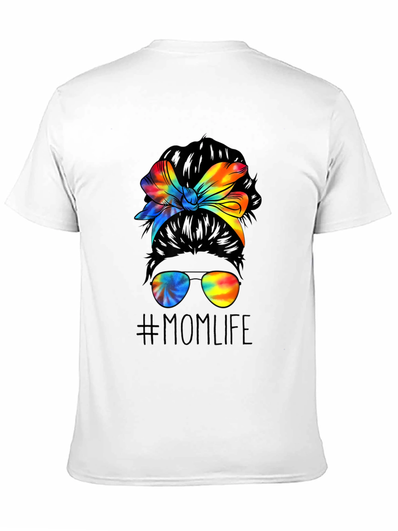 Black Mom Life Tie Dye Messy Bun Graphic Tee view 11