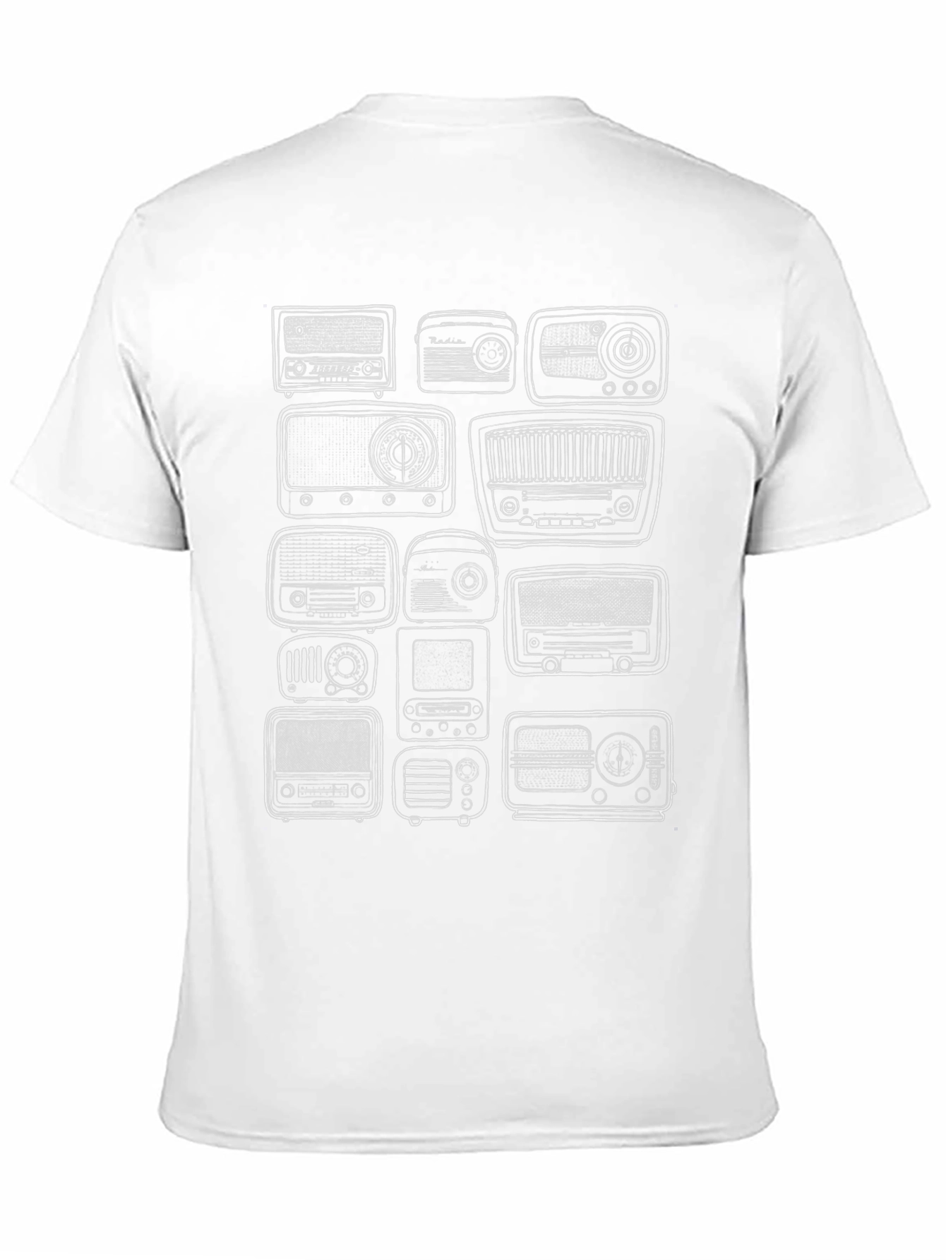 Black Vintage Radio Print Black T-Shirt view 11