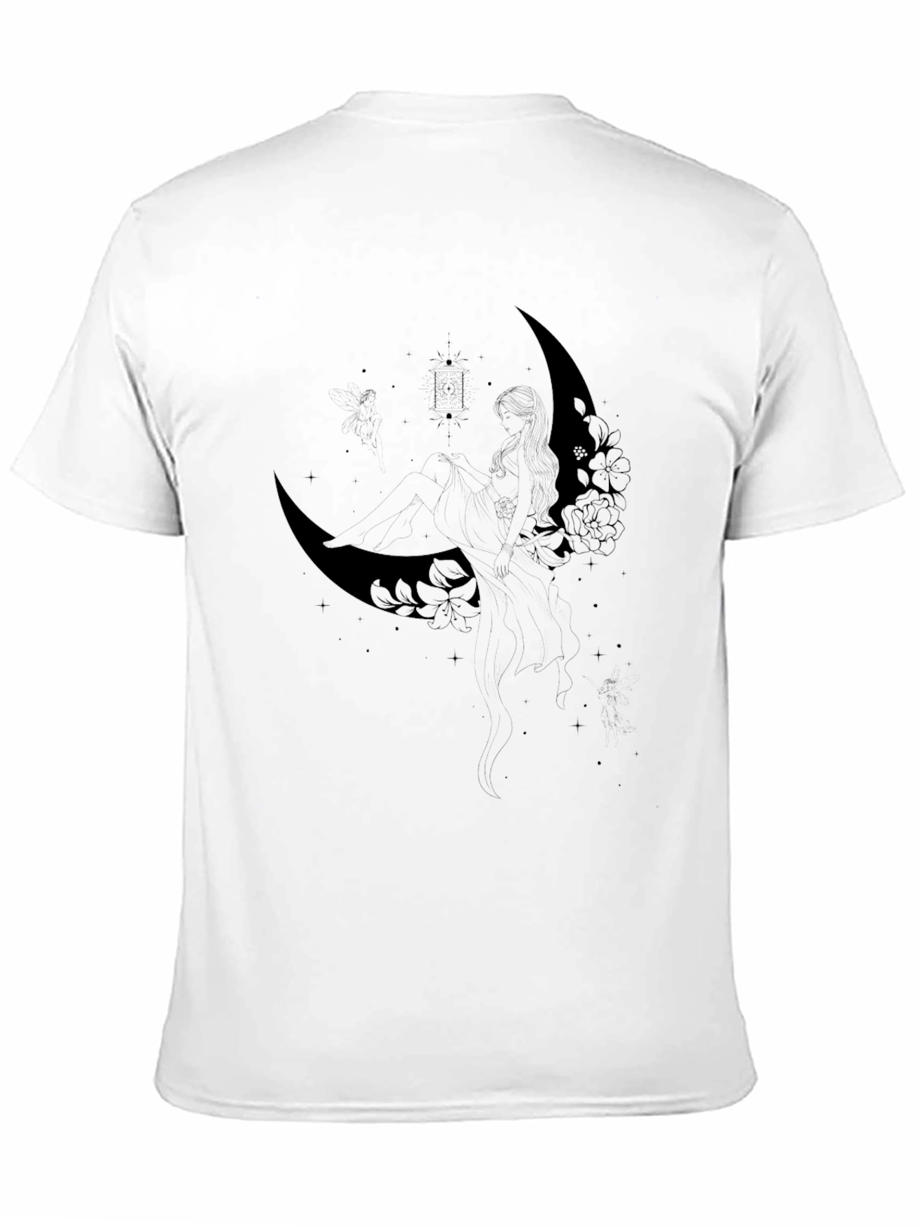 Black Black Floral Crescent Moon Graphic T-Shirt view 11