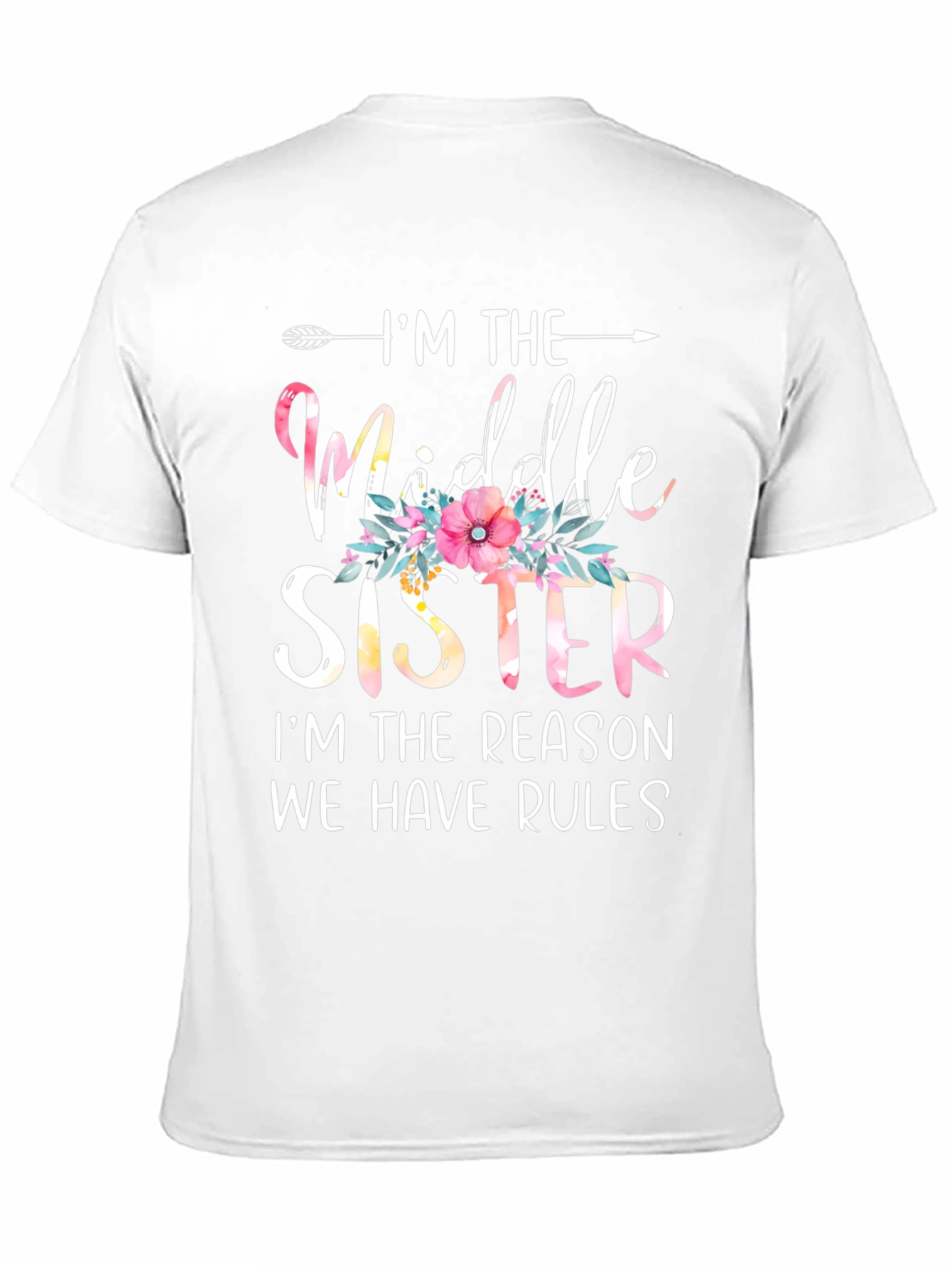 Black Middle Sister T-Shirt - Floral Accent view 11