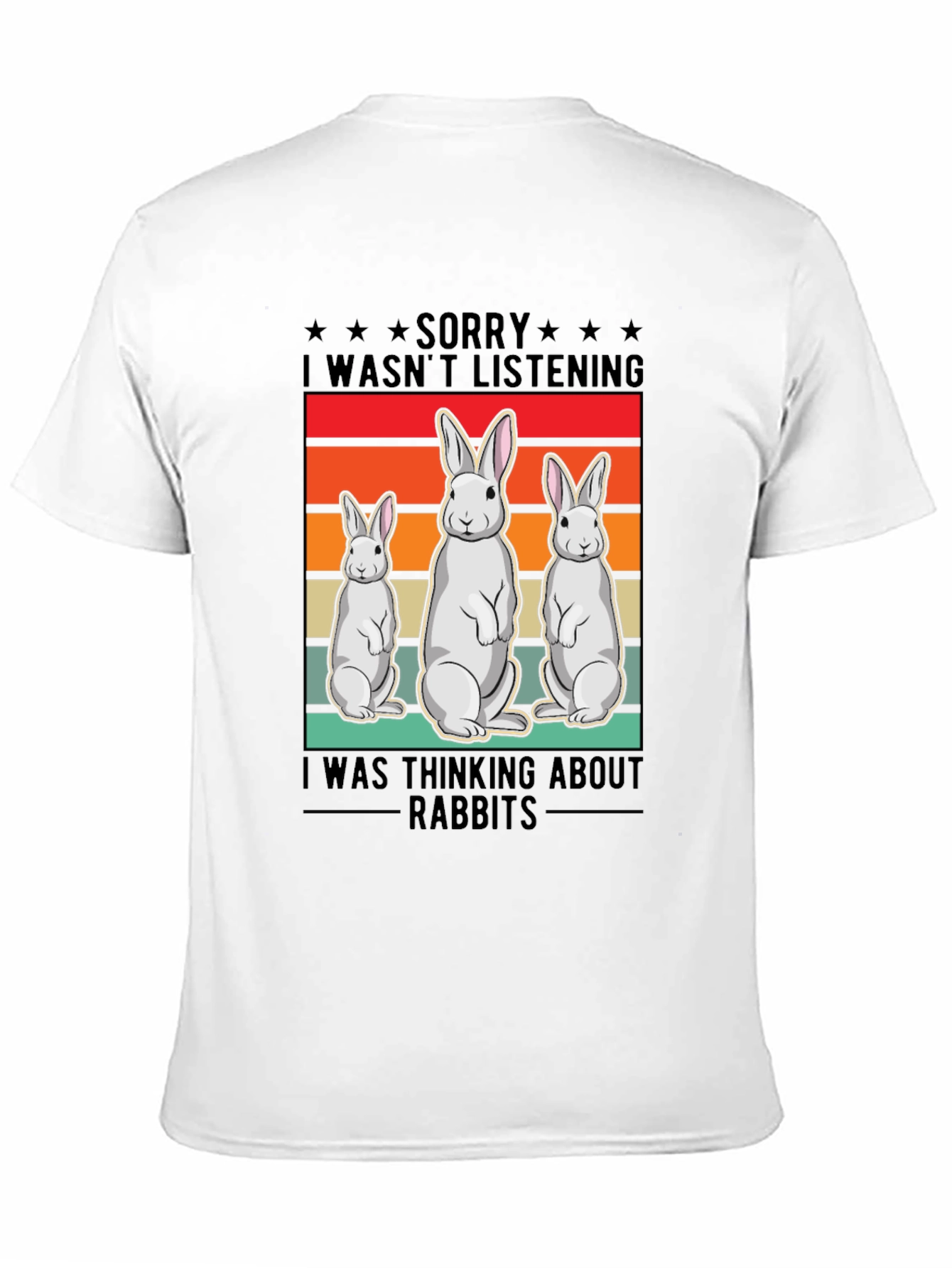 Black Funny Rabbit T-Shirt: "Sorry, Thinking About Rabbits" view 11
