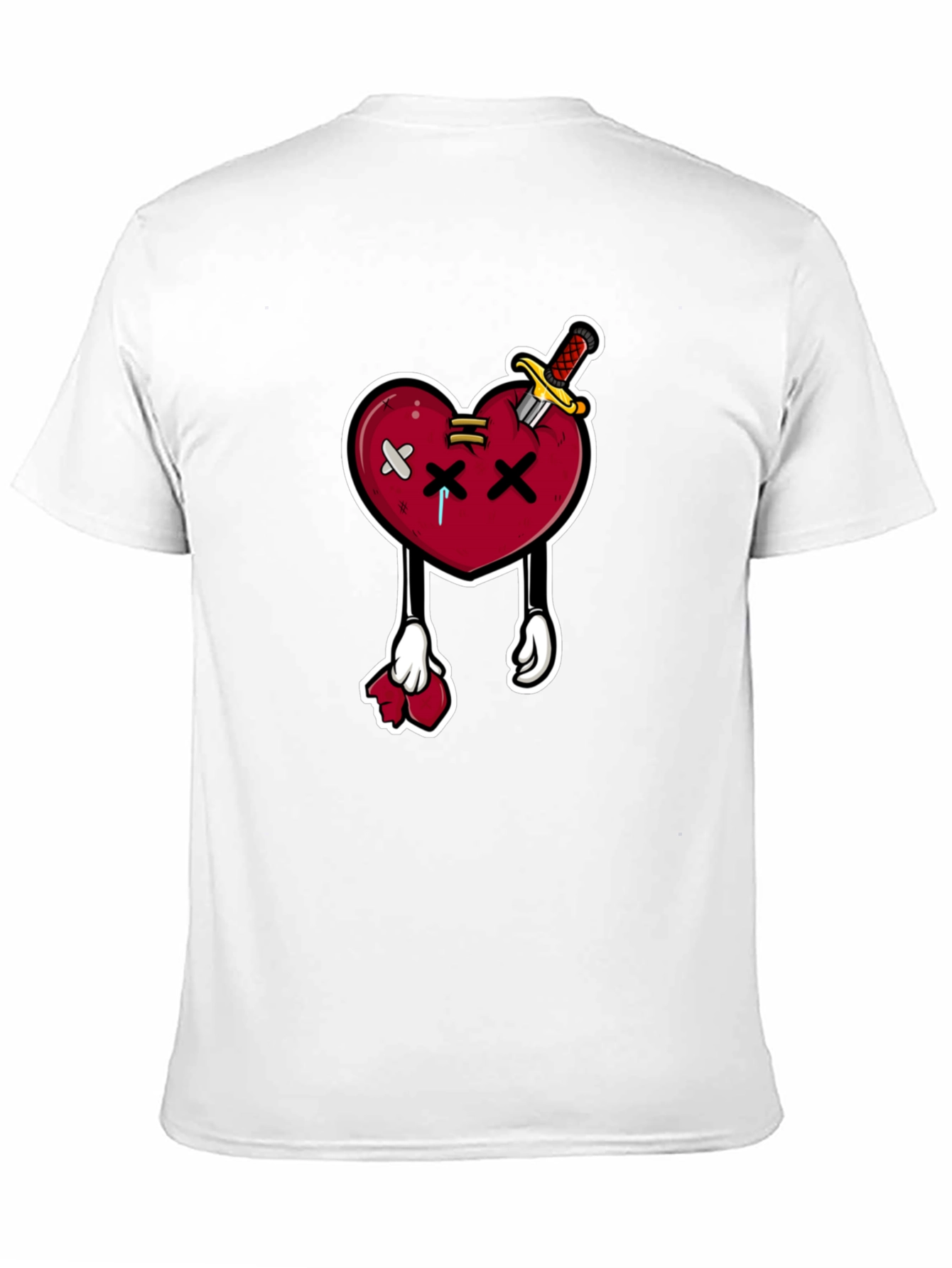 Black Cartoon Heart with Knife T-Shirt view 11