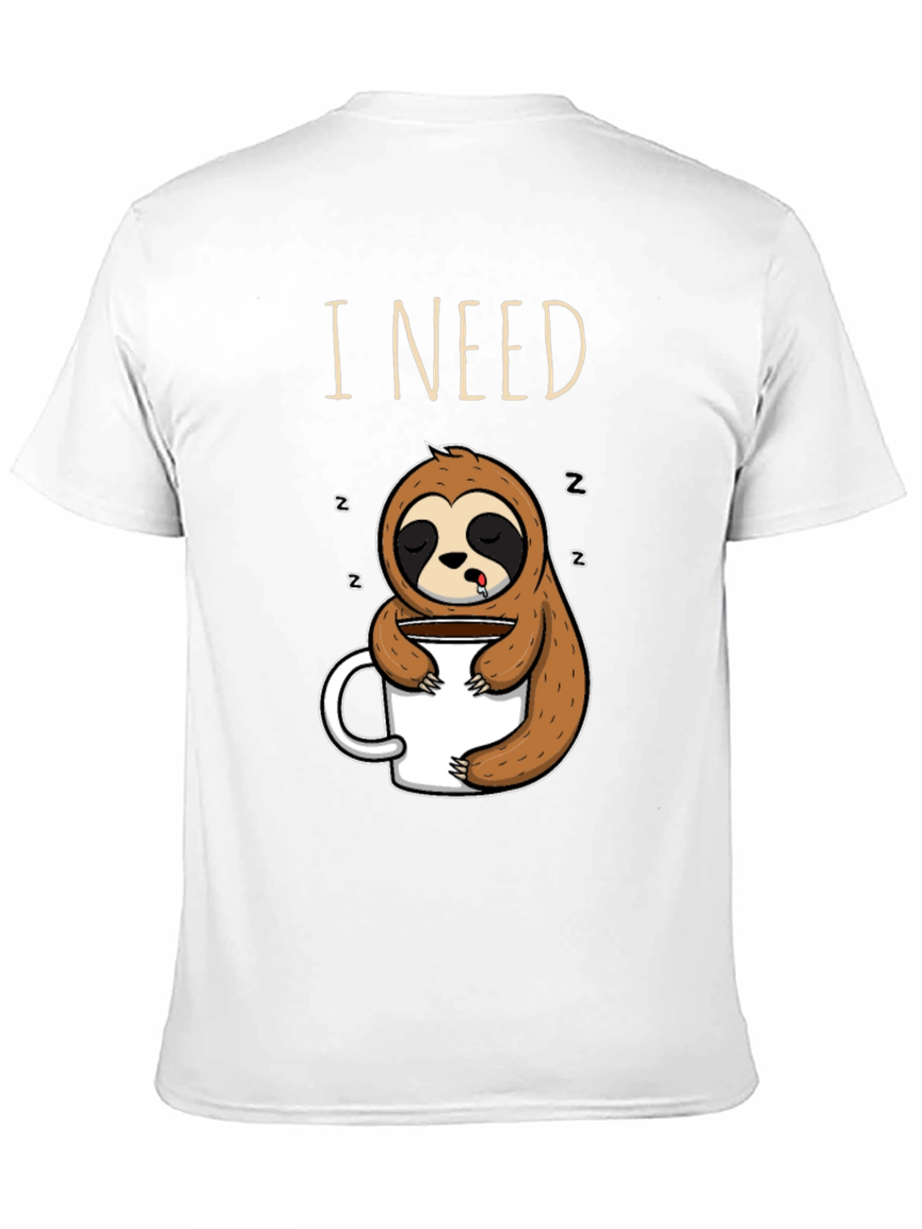Black I Need Coffee Sloth T-Shirt view 11