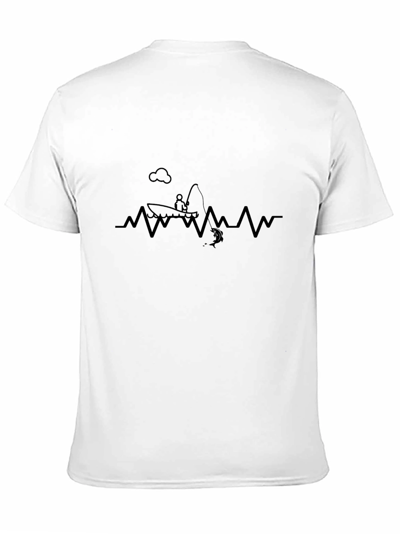 Black Fishing Heartbeat Graphic T-Shirt view 11