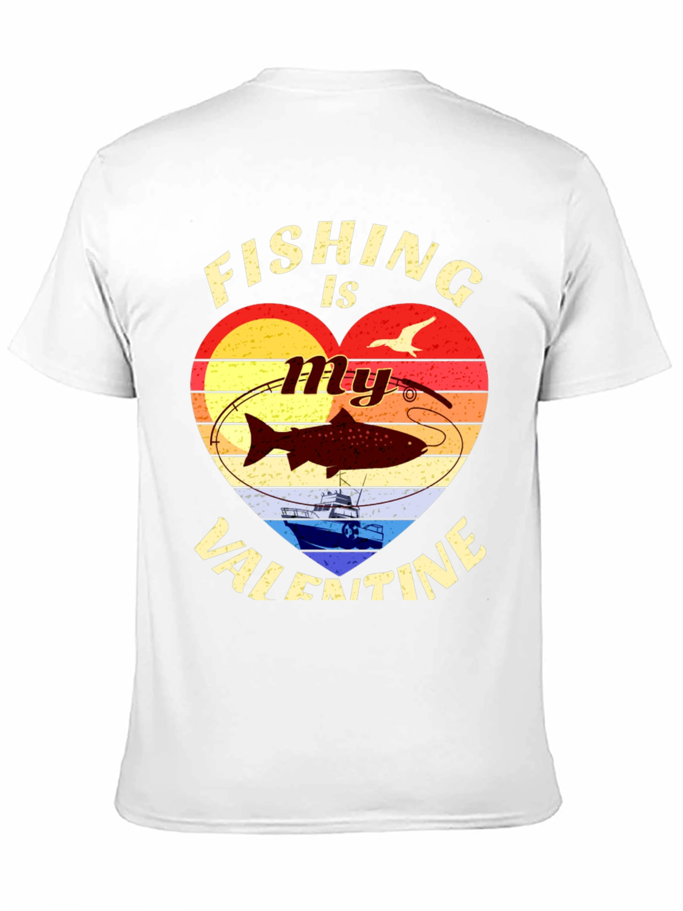 Black Fishing Valentine's Day Graphic T-Shirt view 11