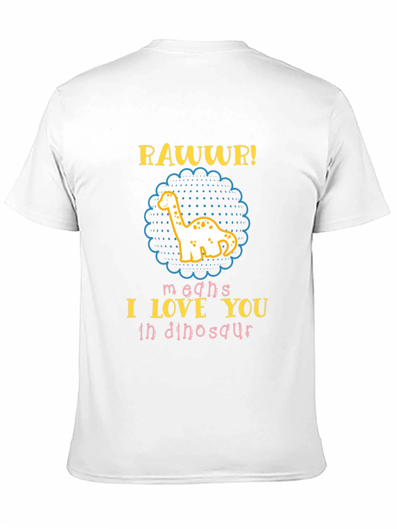 Black RAWR! Dinosaur I Love You Men's Black T-Shirt view 11