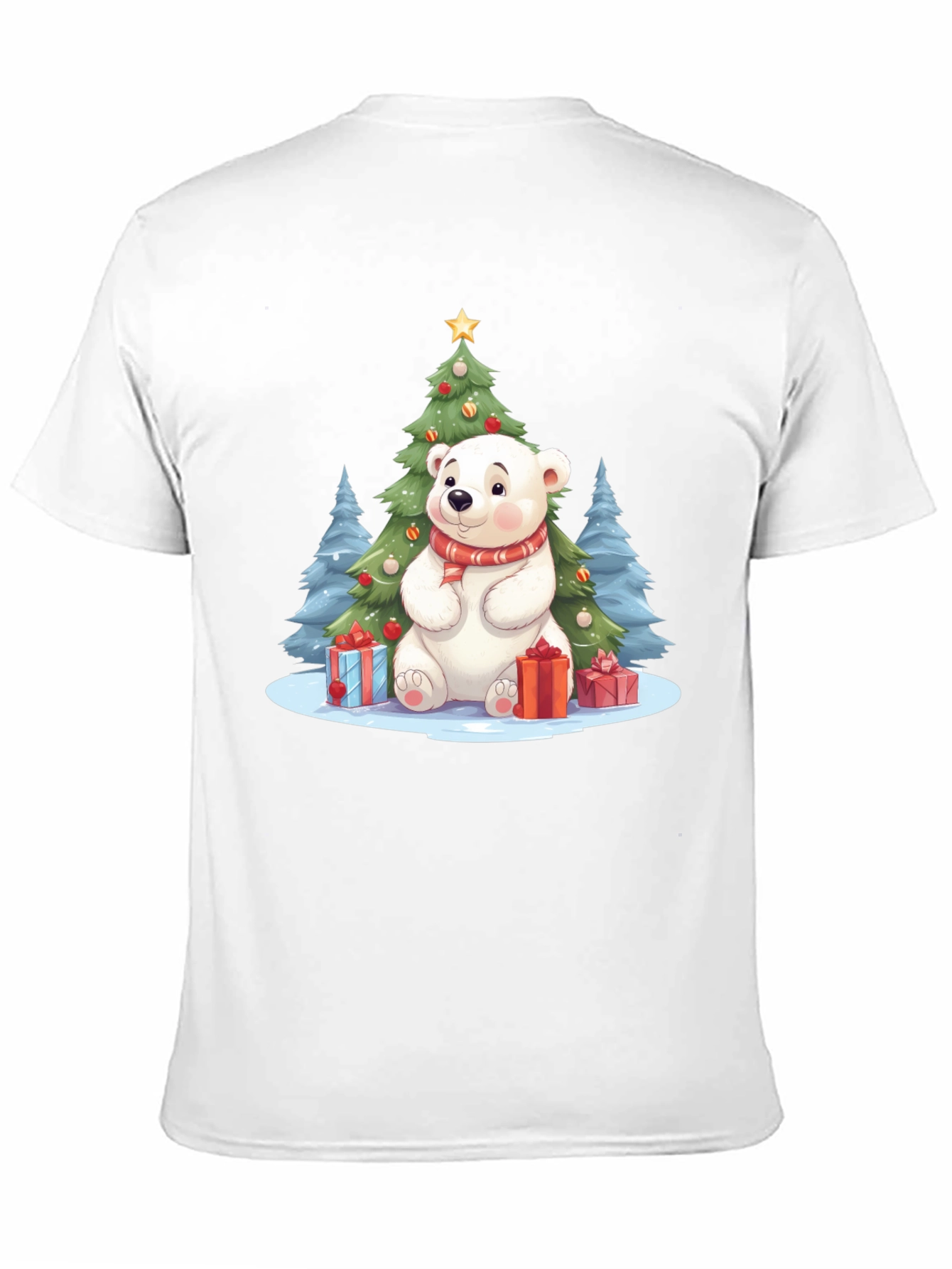 Black Festive Polar Bear Christmas T-Shirt view 11