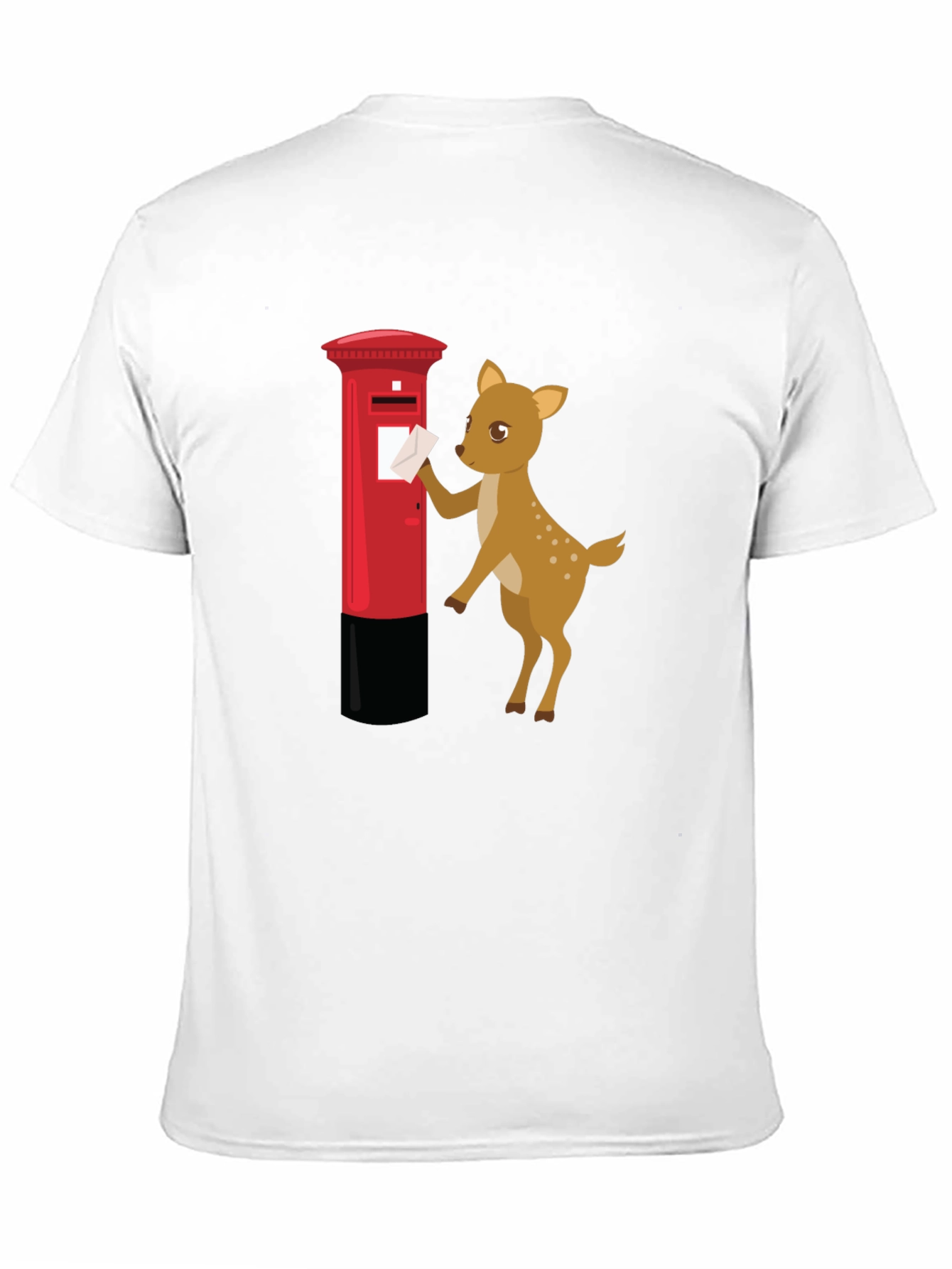 Black Cartoon Deer Posting Letter T-Shirt view 11