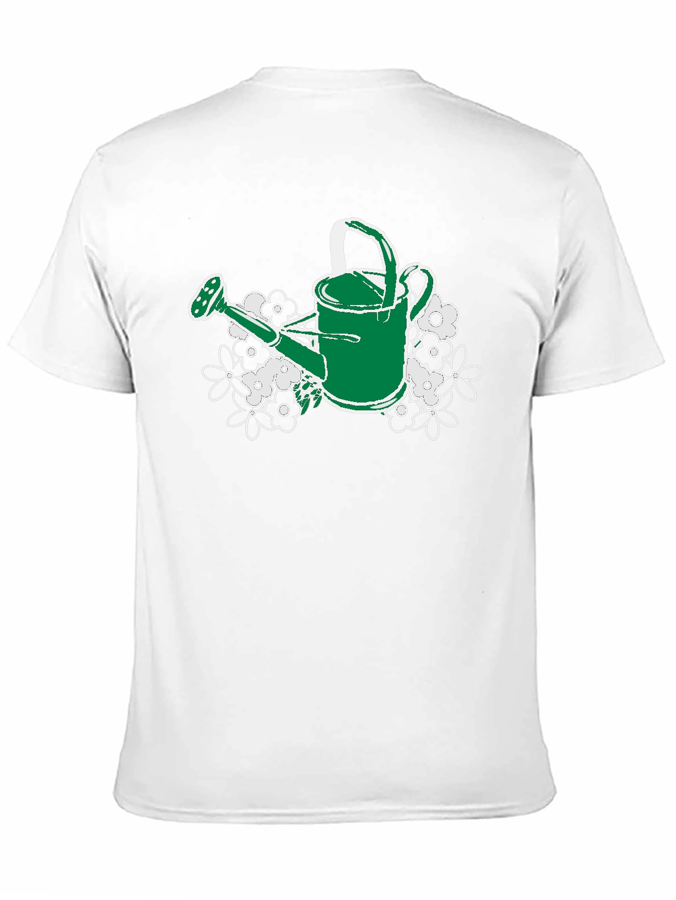 Black Gardening Watering Can T-Shirt - Floral Design view 11