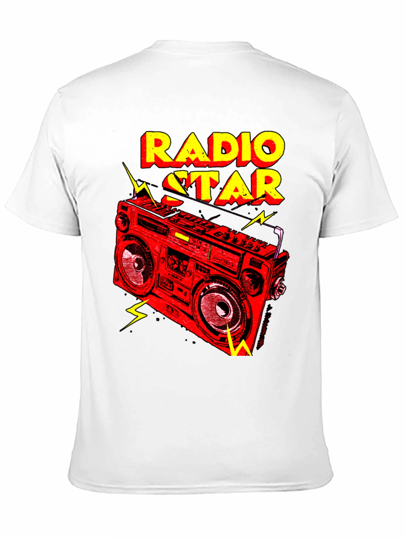 Black Radio Star Graphic Tee - Retro Boombox Design view 11
