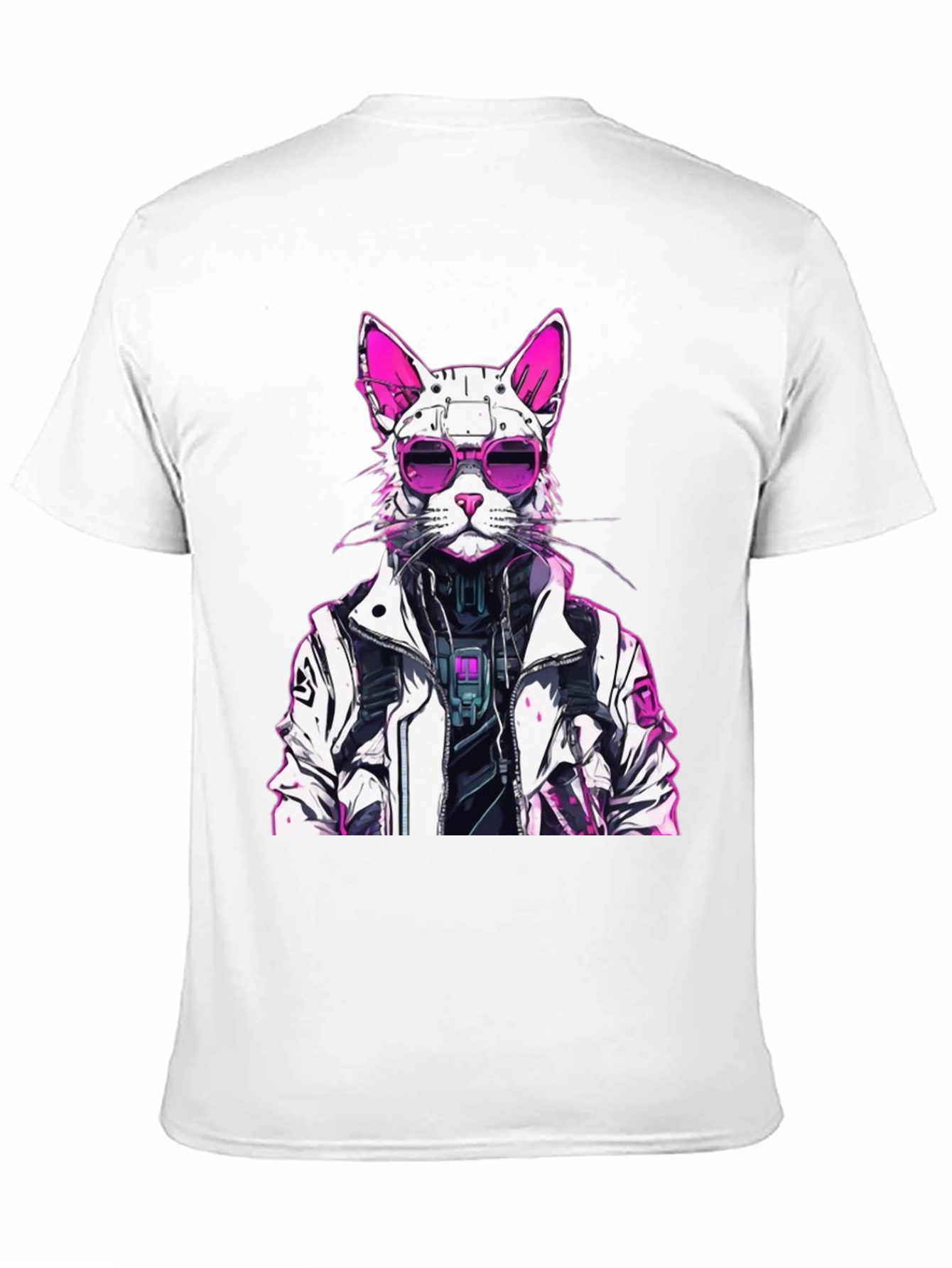 Cyberpunk Cat Graphic Tee - Futuristic Feline Style - 11