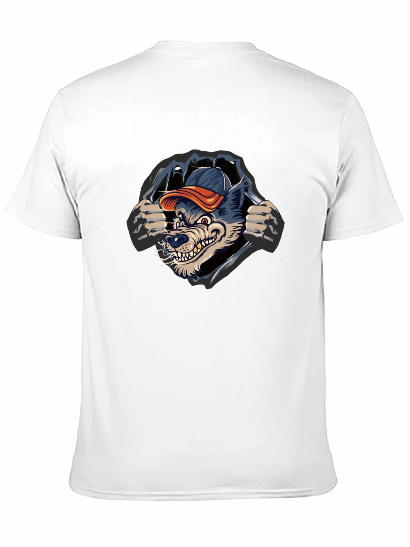 Black Cool Wolf Graphic Black T-Shirt view 11