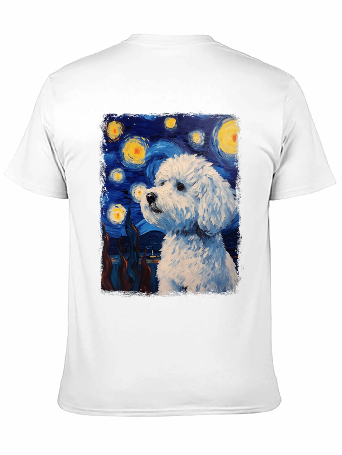 Black Starry Dog Art T-Shirt view 11