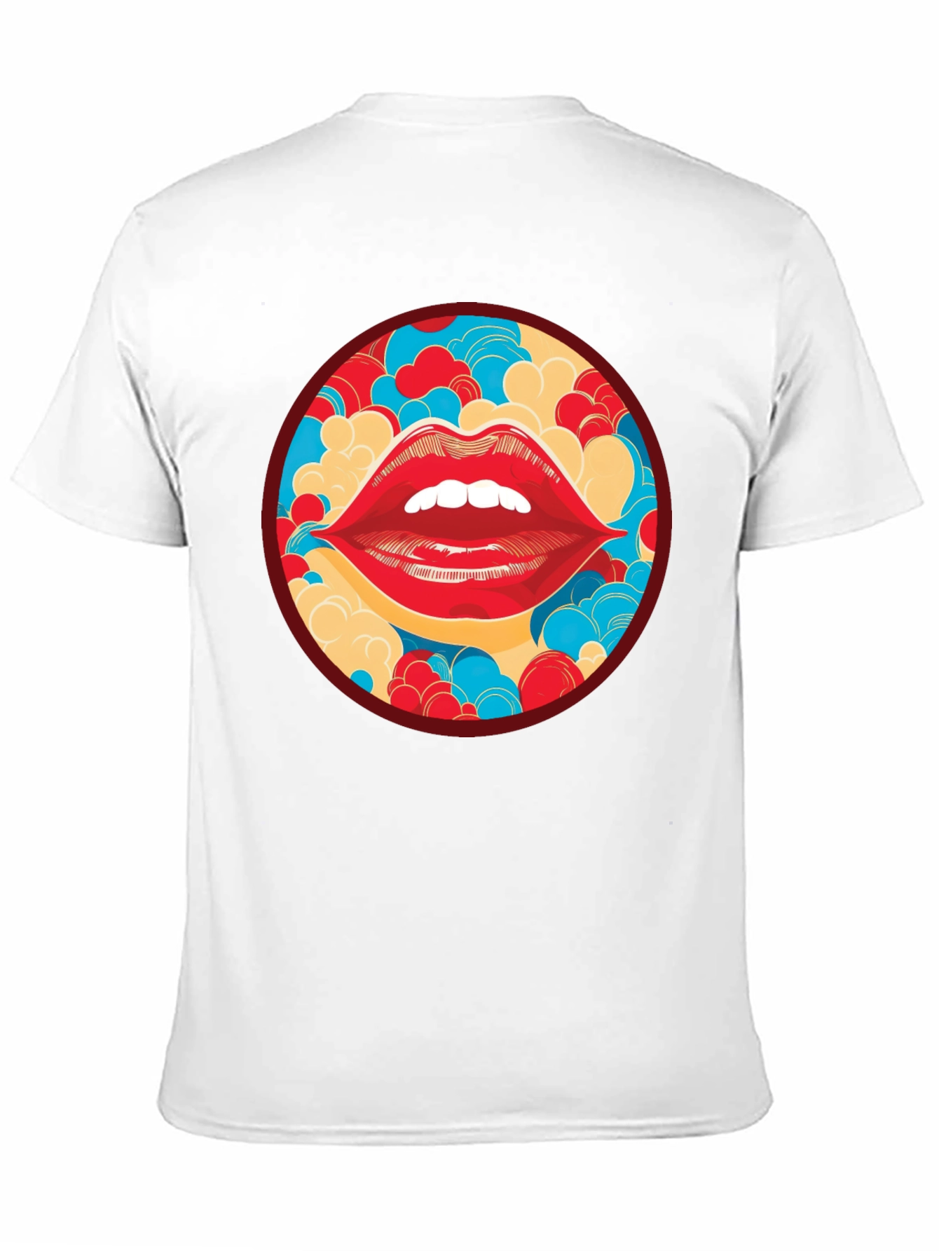 Black Red Lips Graphic Print Crew Neck T-Shirt view 11