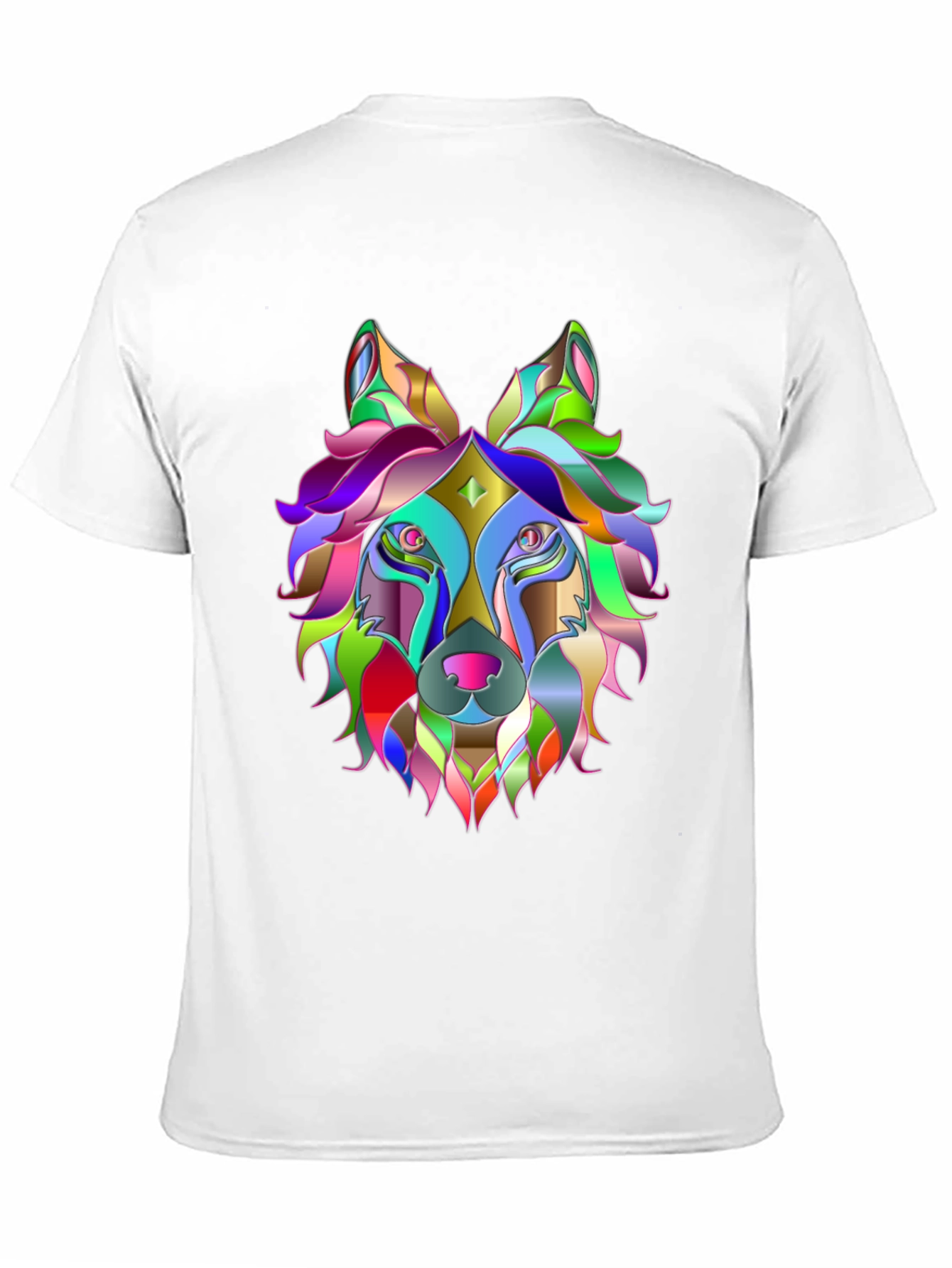 Black Colorful Geometric Wolf Graphic Tee - Unique Design view 11