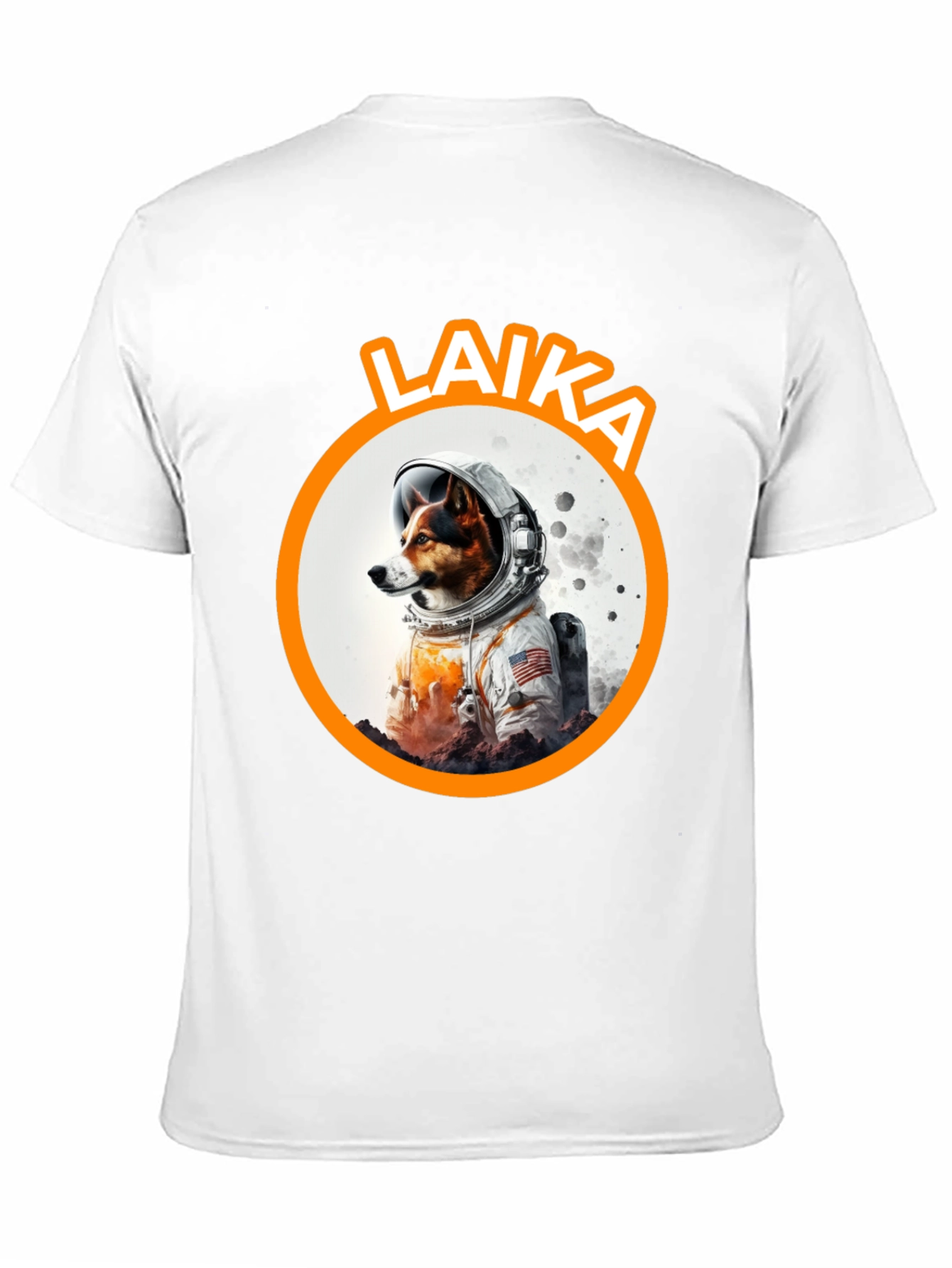 Black Laika Dog Astronaut Black T-Shirt view 11